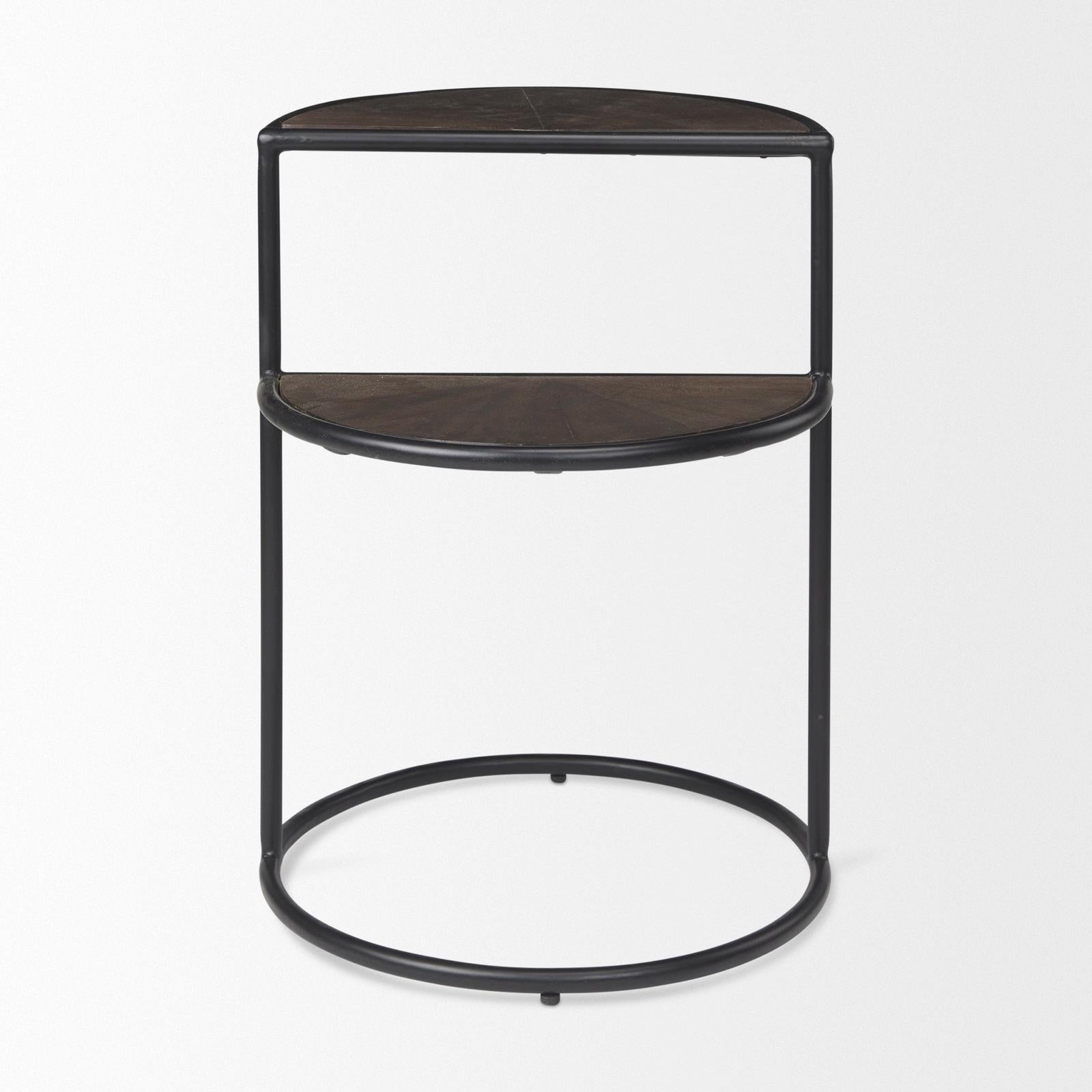 Mercana Arlo Brown Wood W/Black Metal End Table Clearance
