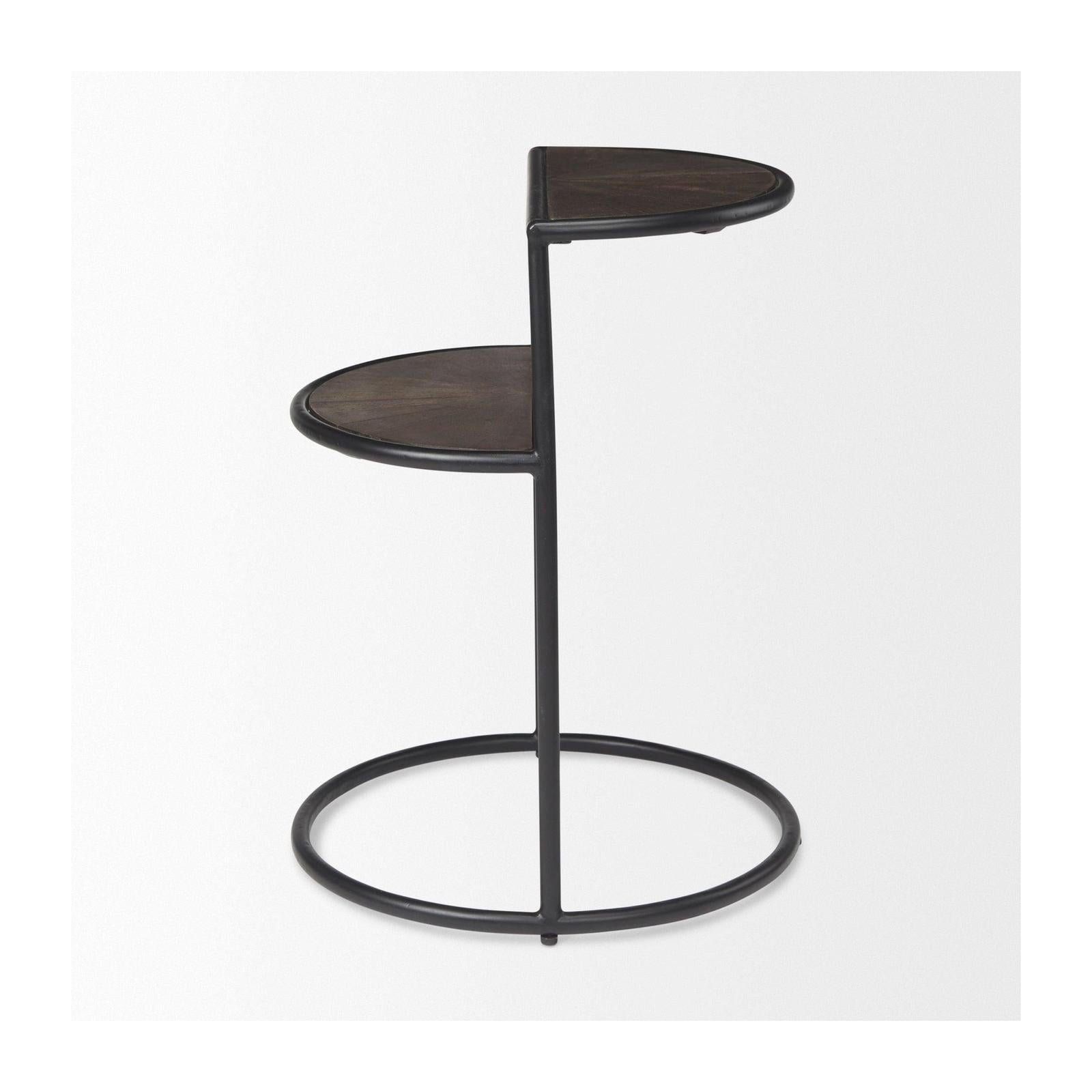 Mercana Arlo Brown Wood W/Black Metal End Table Clearance