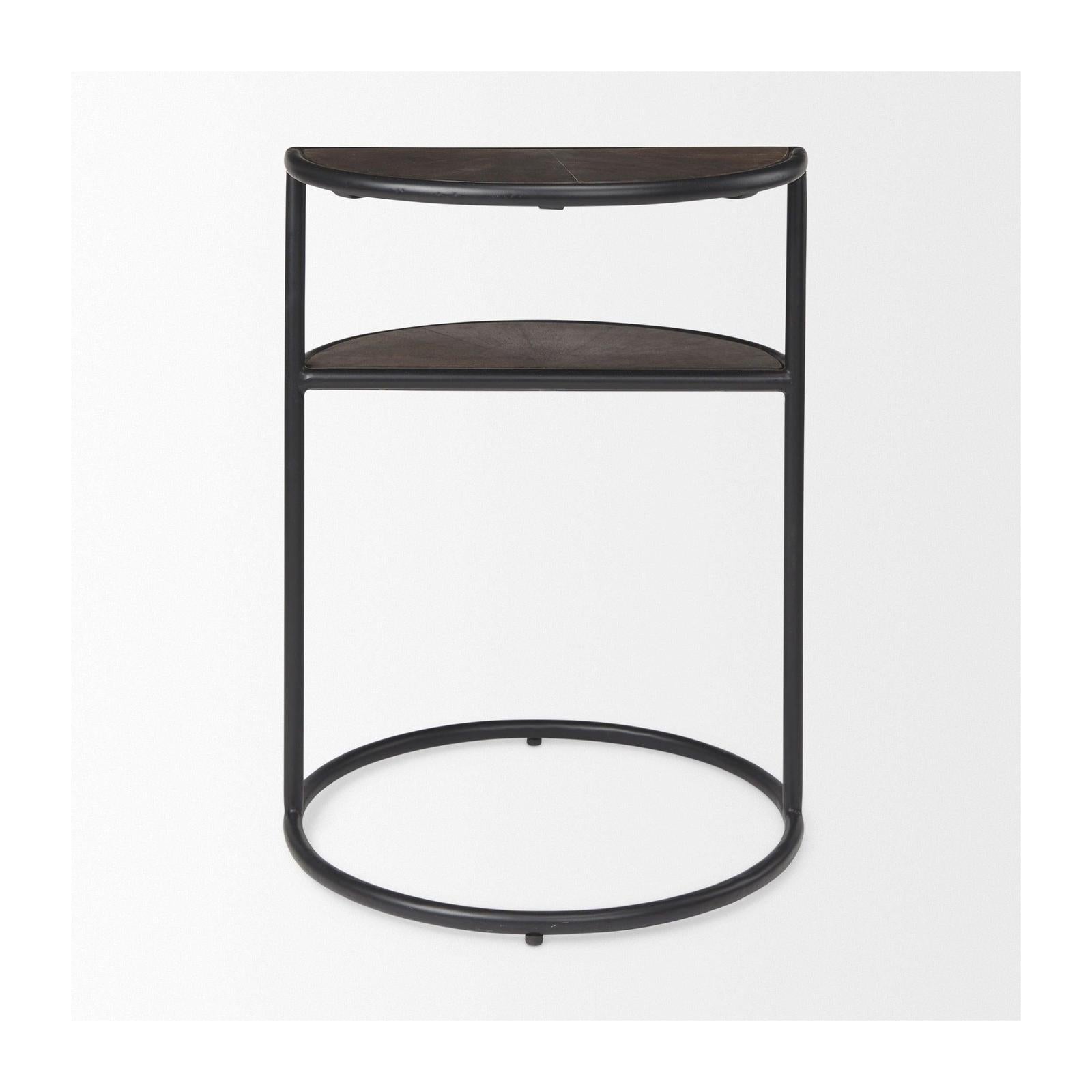 Mercana Arlo Brown Wood W/Black Metal End Table Clearance