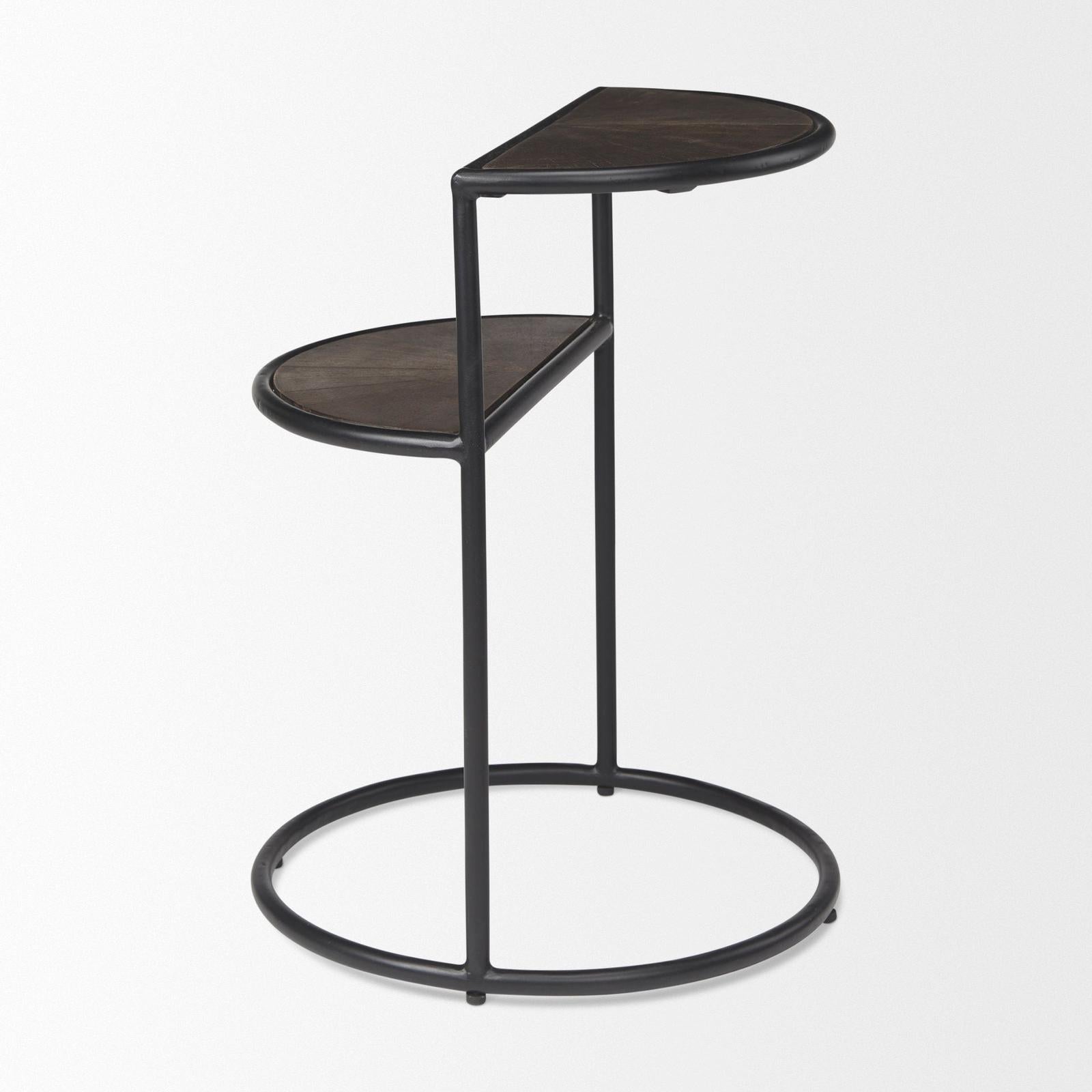 Mercana Arlo Brown Wood W/Black Metal End Table Clearance