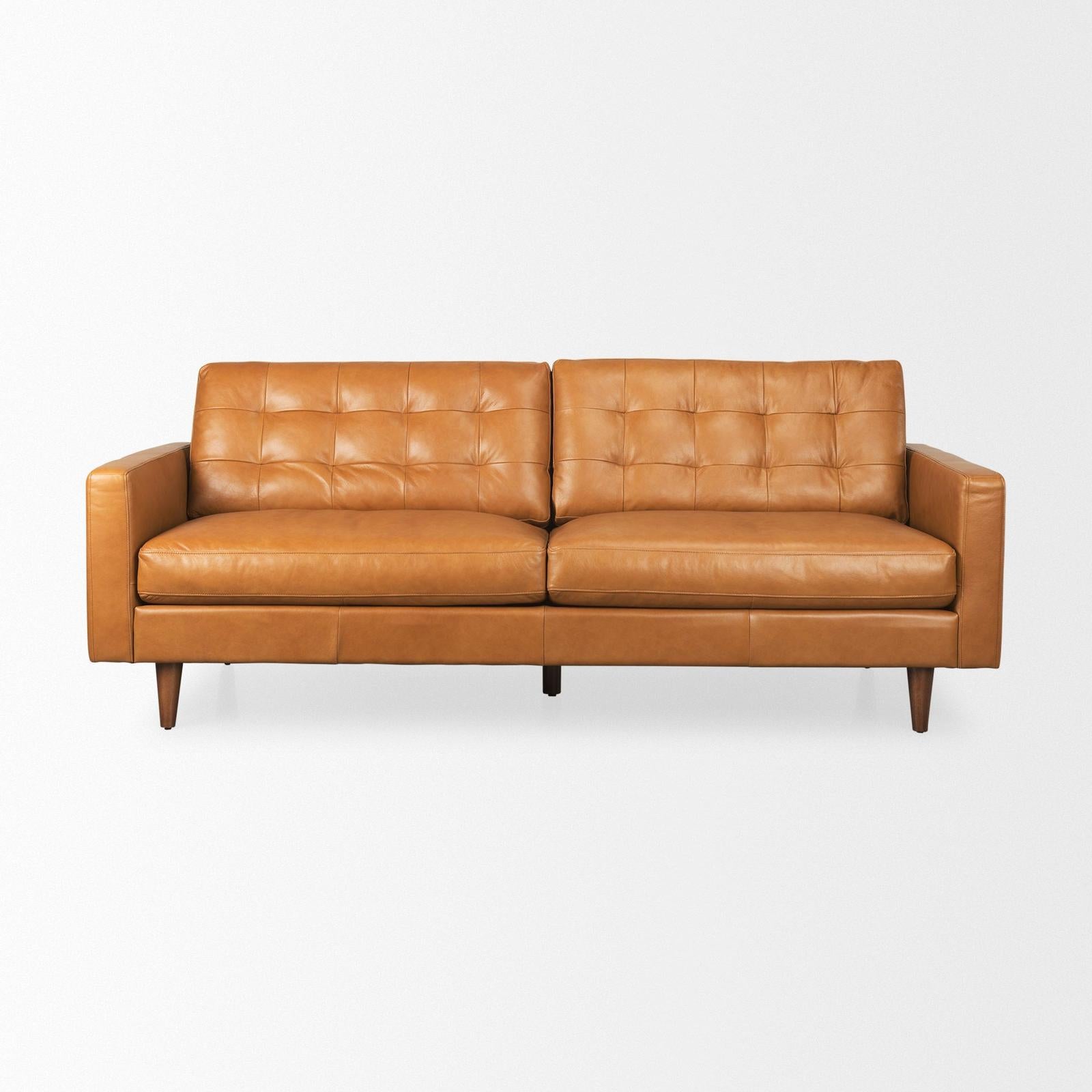 Mercana Olaf Tan Leather Sofa Clearance