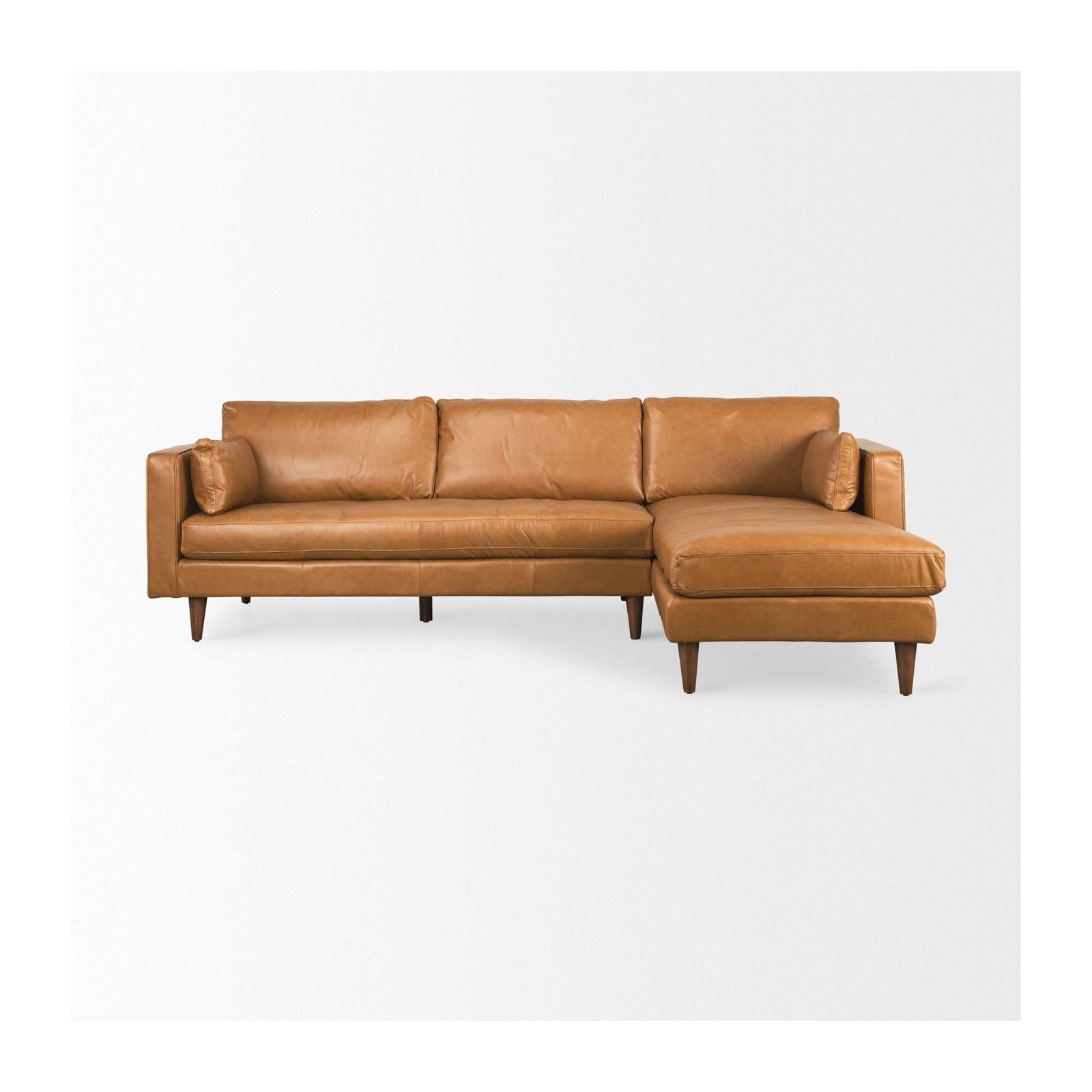 Mercana Elton Tan Leather Right Chaise Sectional Clearance