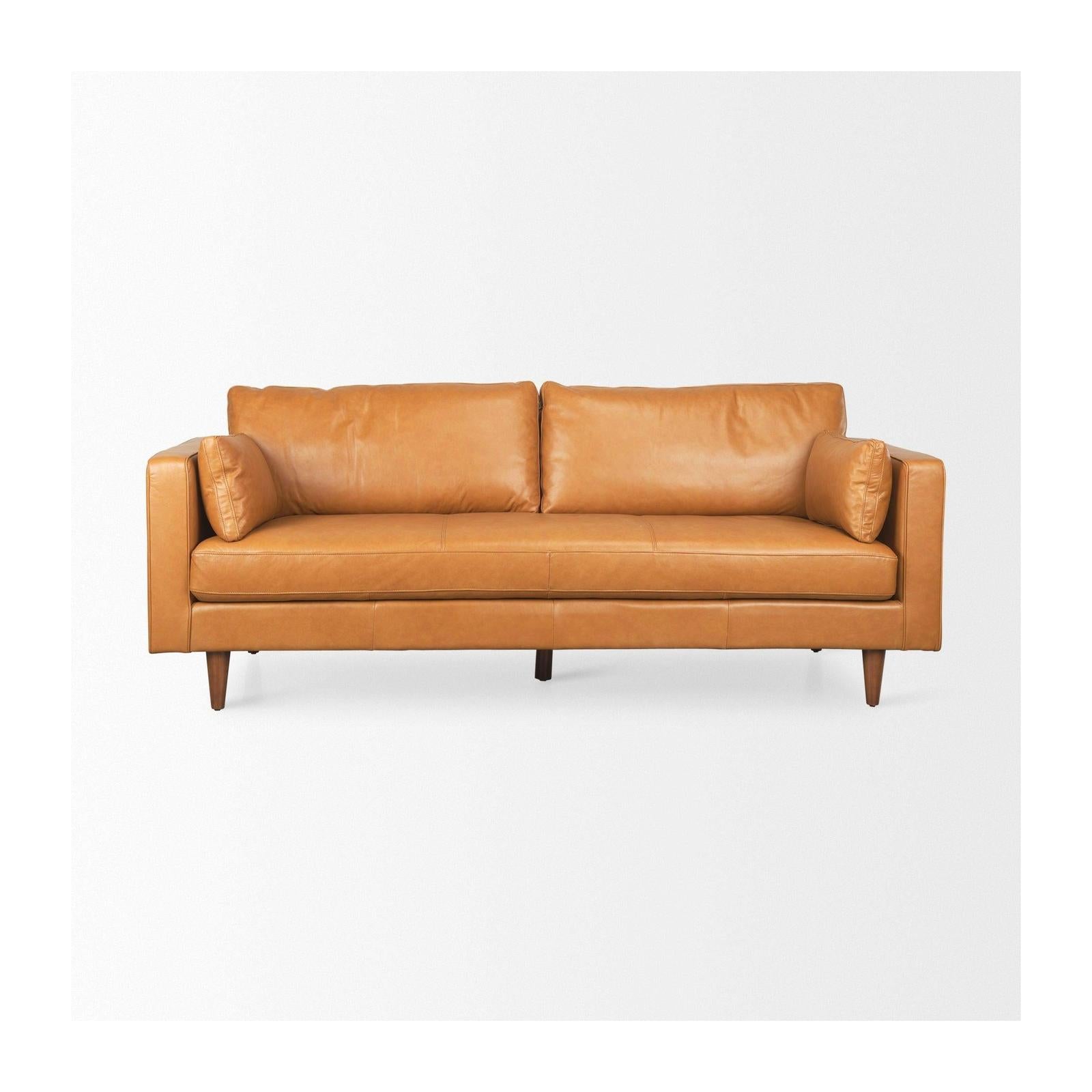Mercana Elton Tan Leather Sofa Clearance