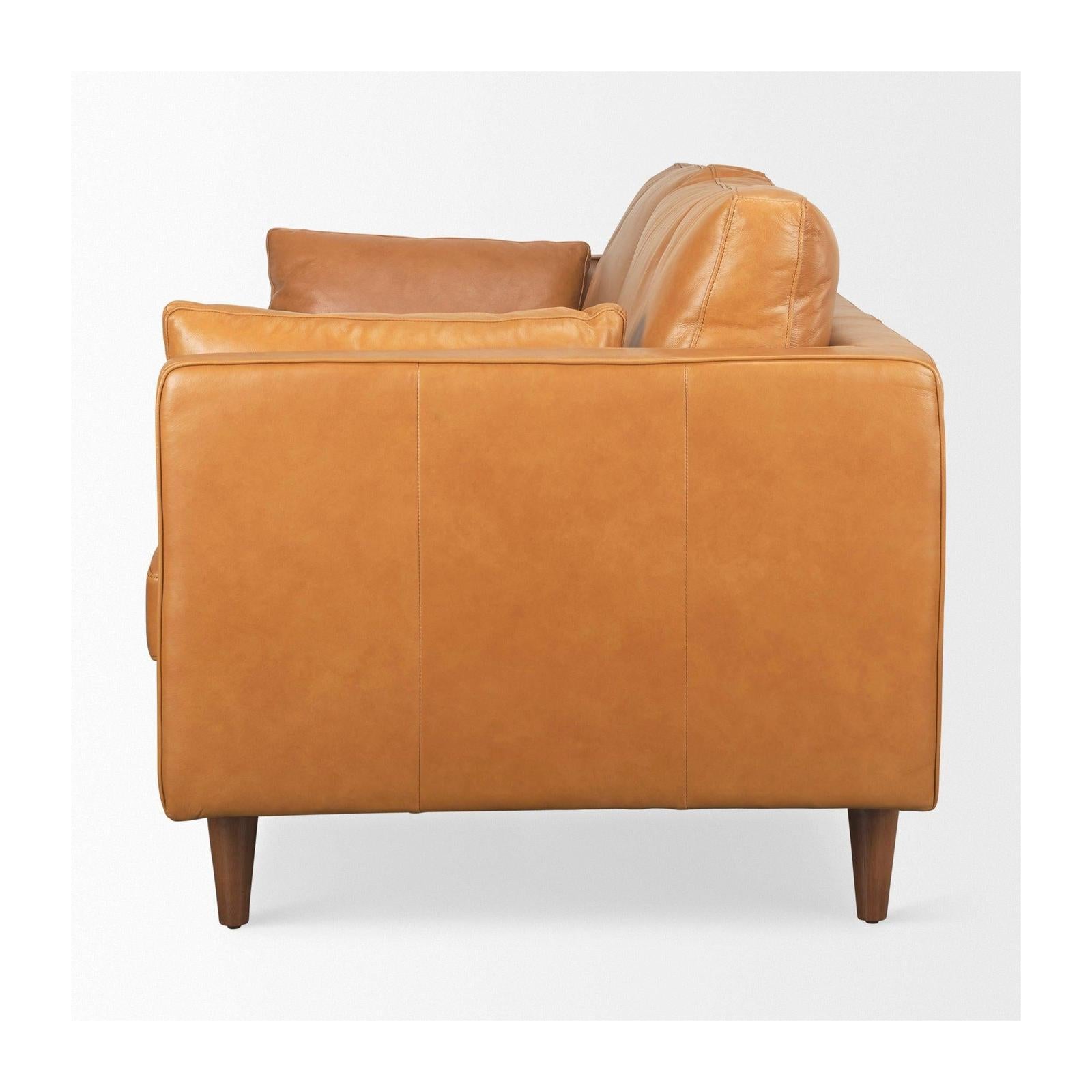 Mercana Elton Tan Leather Sofa Clearance