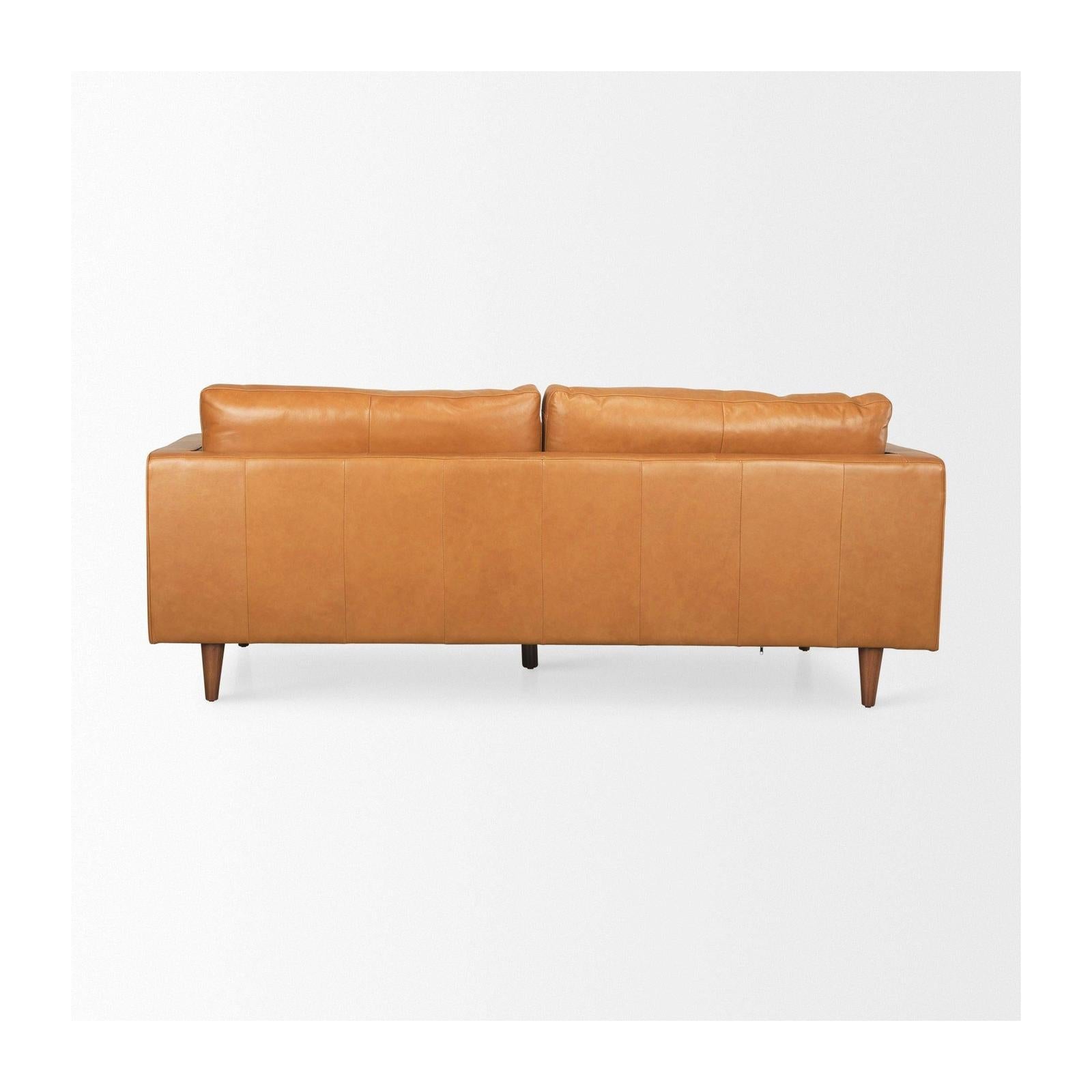 Mercana Elton Tan Leather Sofa Clearance