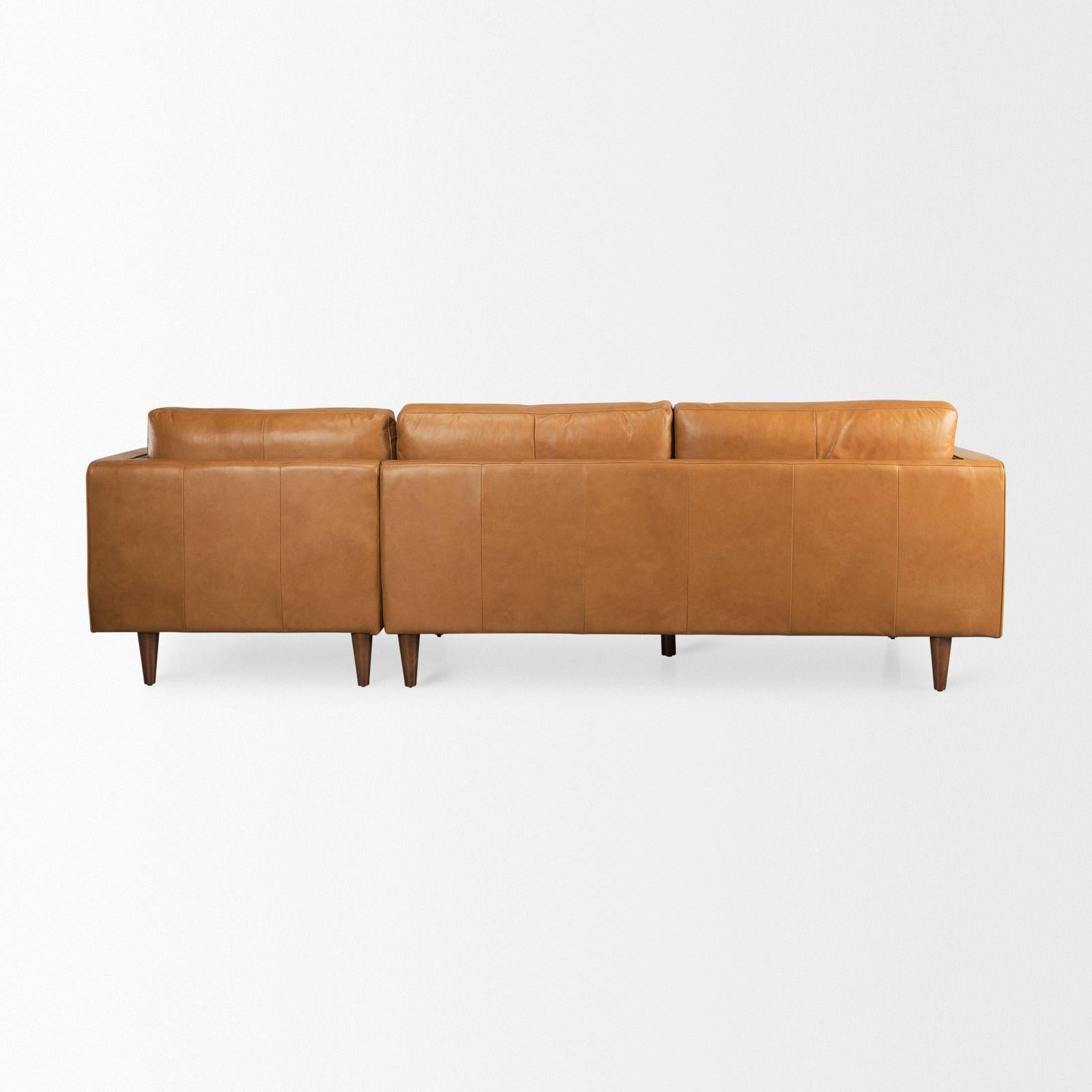 Mercana Svend Tan Leather Chaise Sectional Clearance
