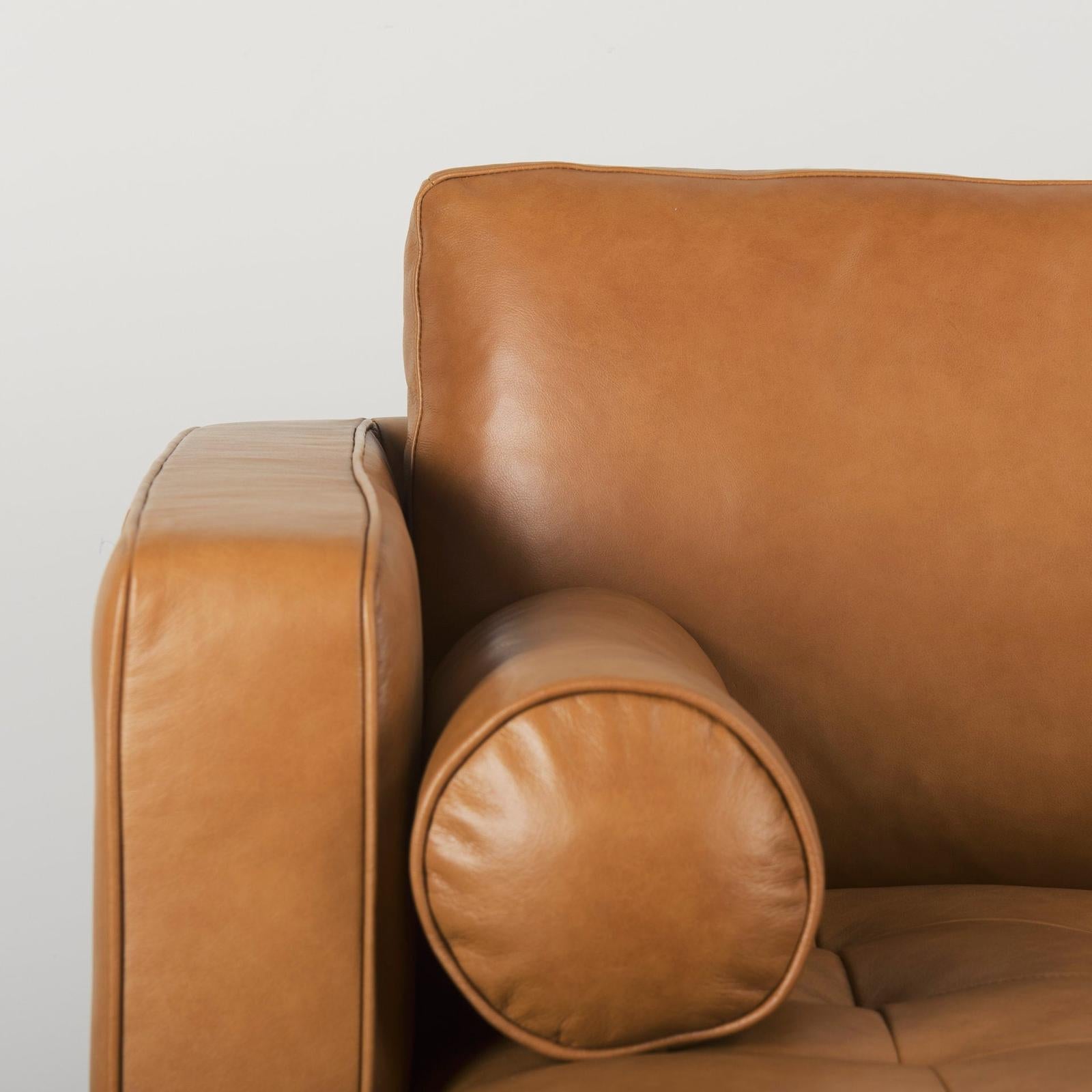 Mercana Svend Tan Leather Chaise Sectional Clearance