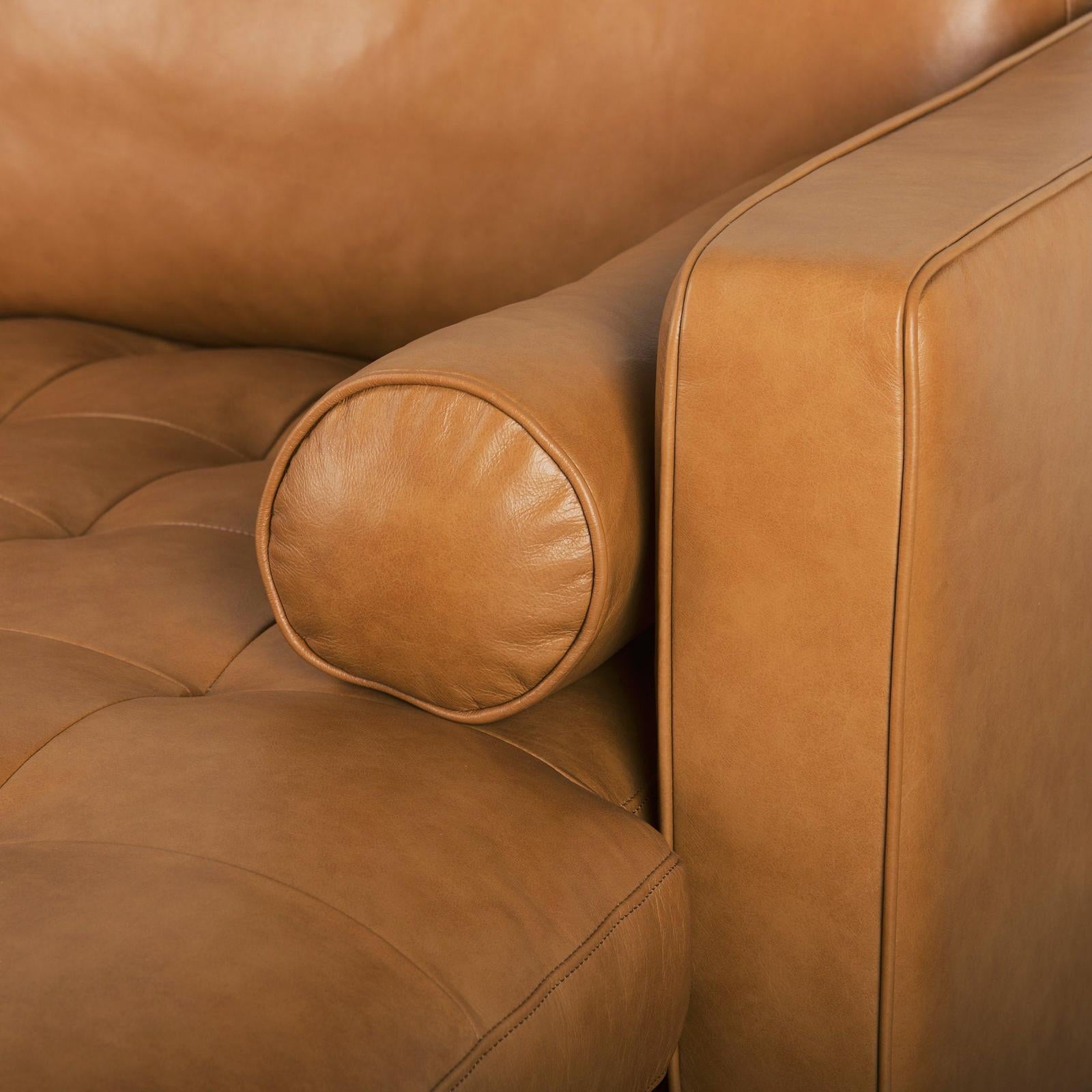 Mercana Svend Tan Leather Chaise Sectional Clearance