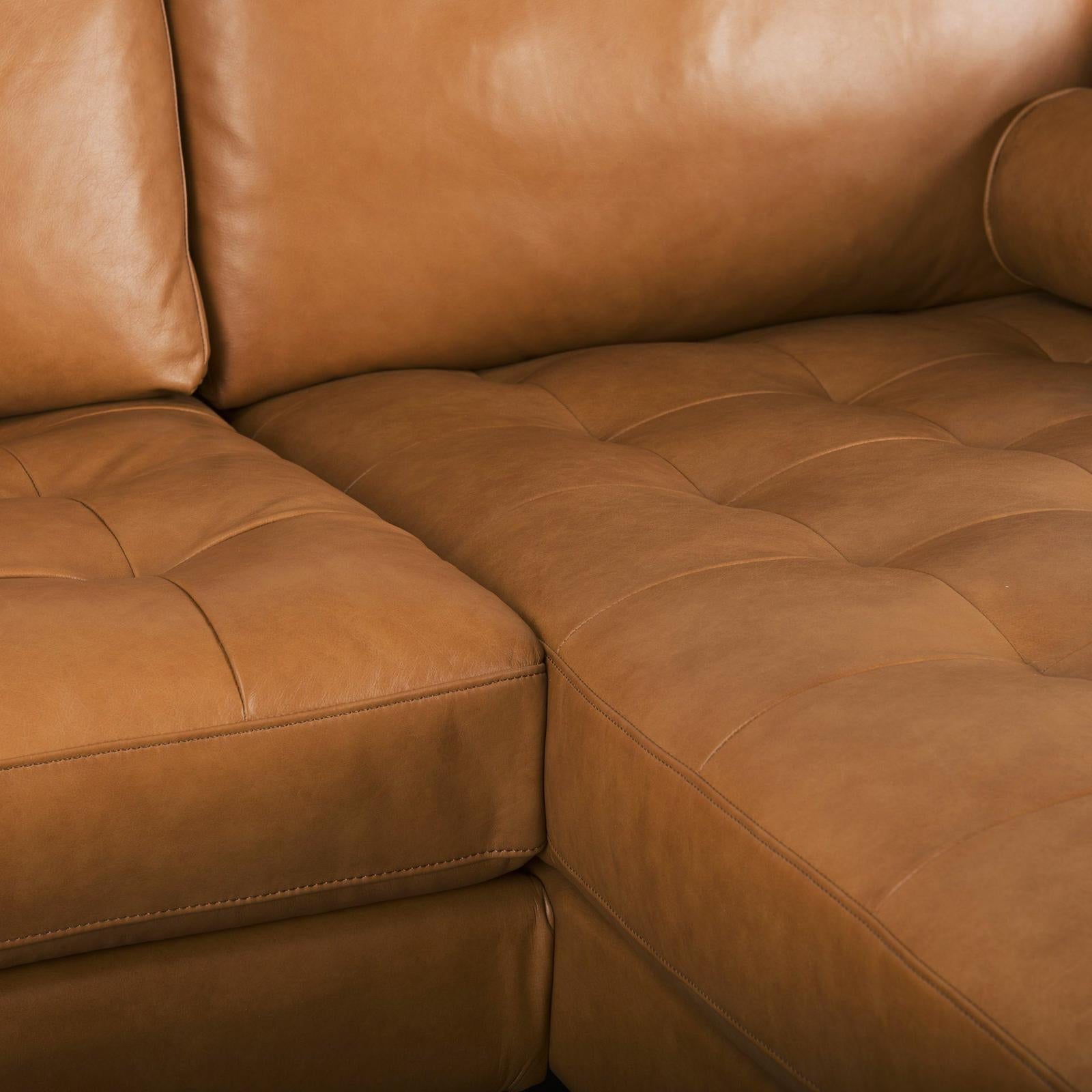Mercana Svend Tan Leather Chaise Sectional Clearance