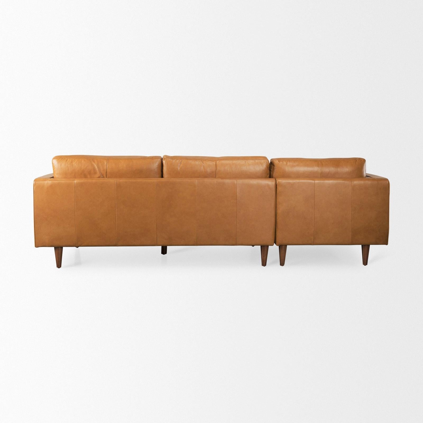 Mercana Svend Tan Leather Chaise Sectional Clearance