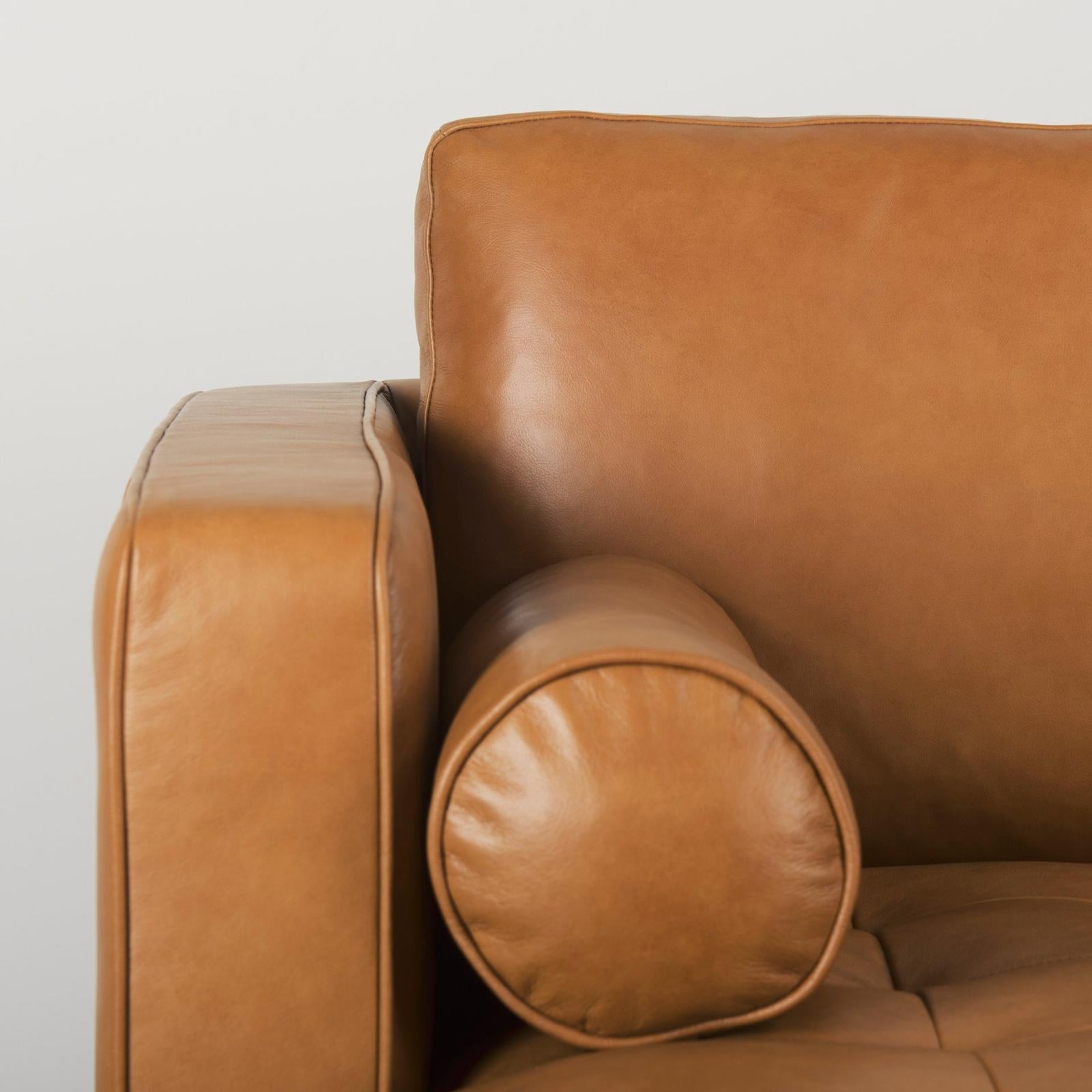 Mercana Svend Tan Leather Chaise Sectional Clearance