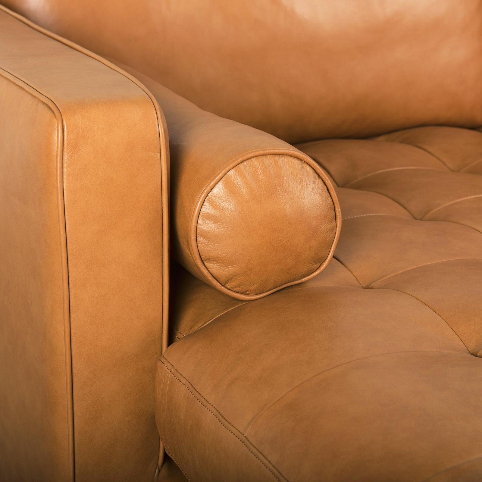 Mercana Svend Tan Leather Chaise Sectional Clearance