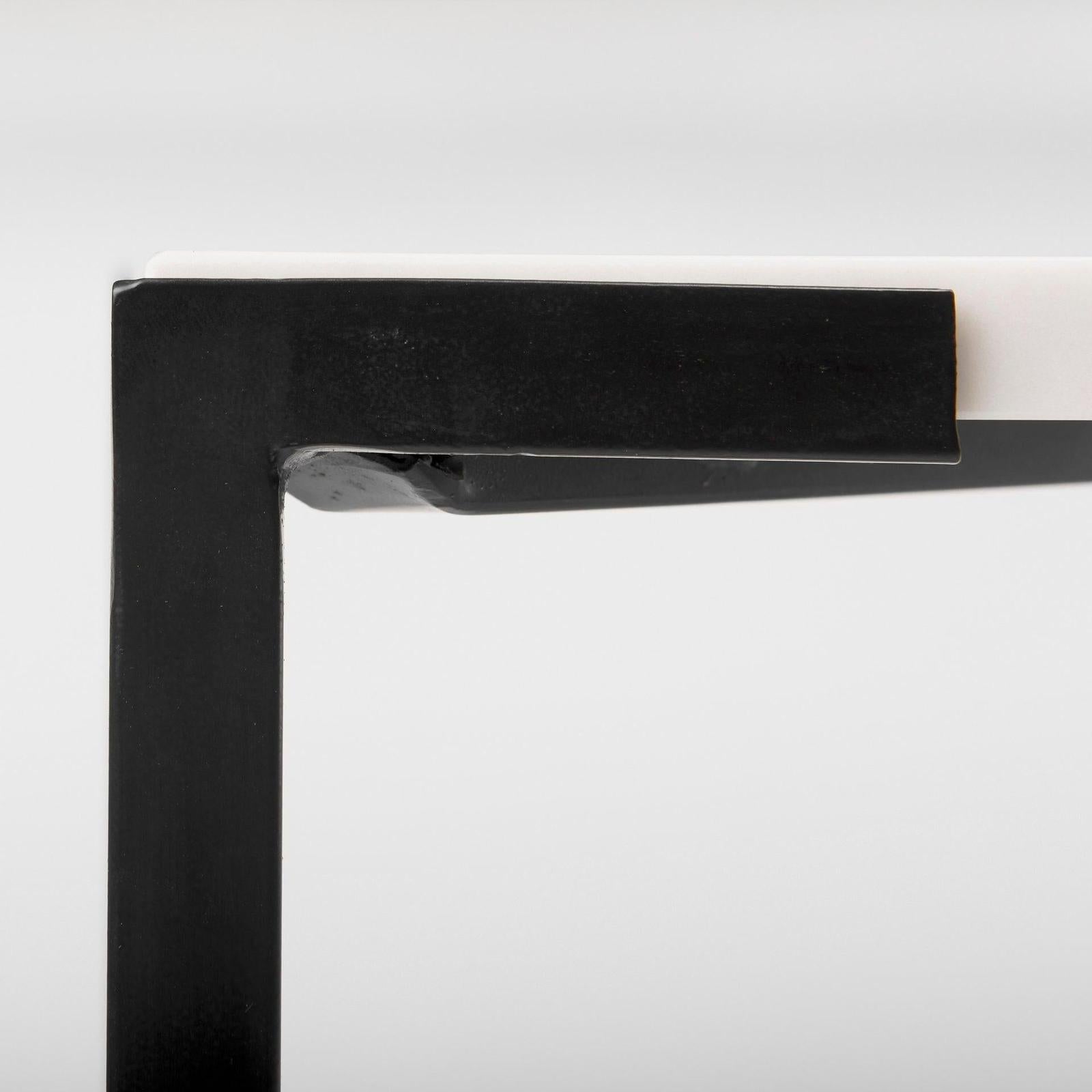 Mercana Lucas White Marble Top Black Metal Base Coffee Table