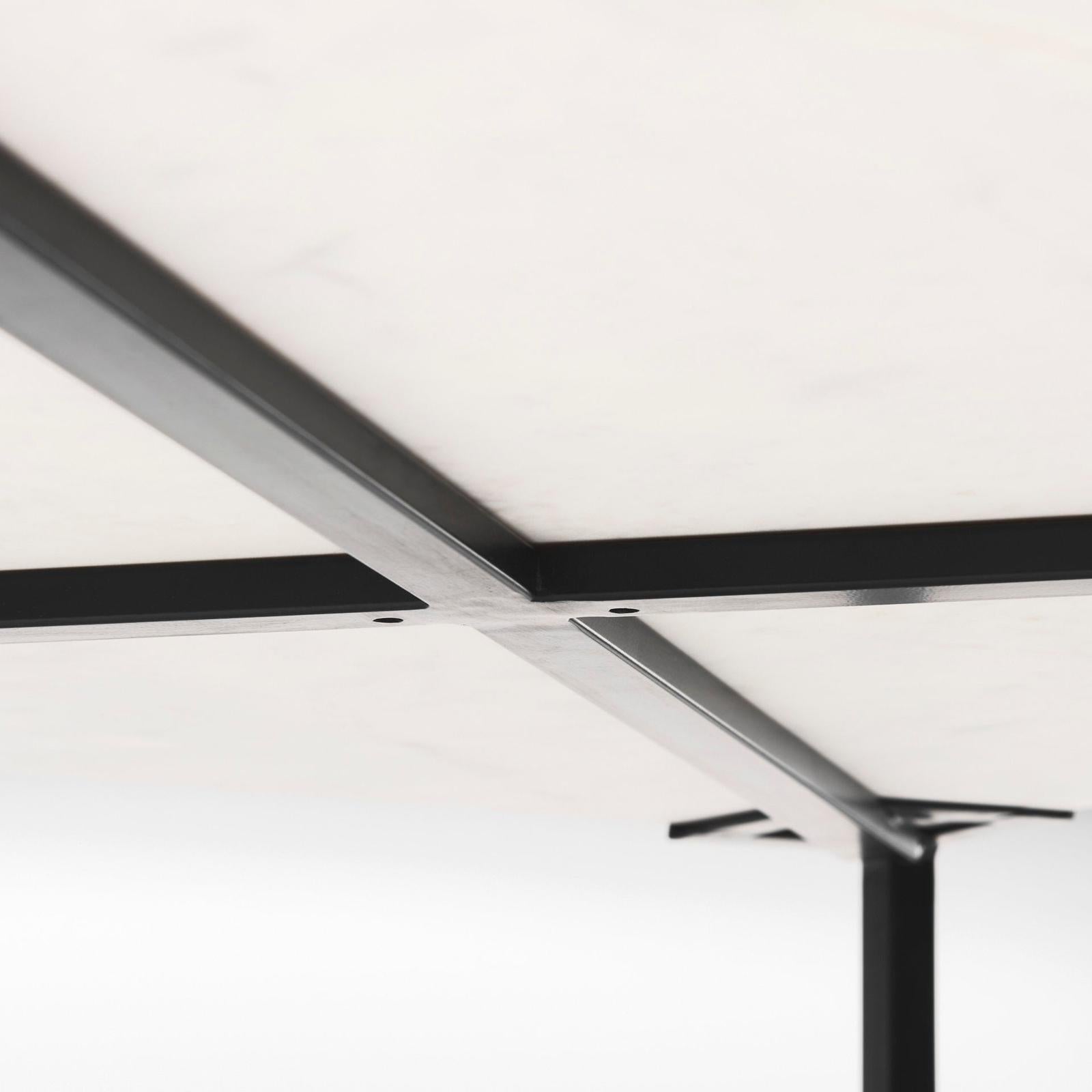 Mercana Lucas White Marble Top Black Metal Base Coffee Table