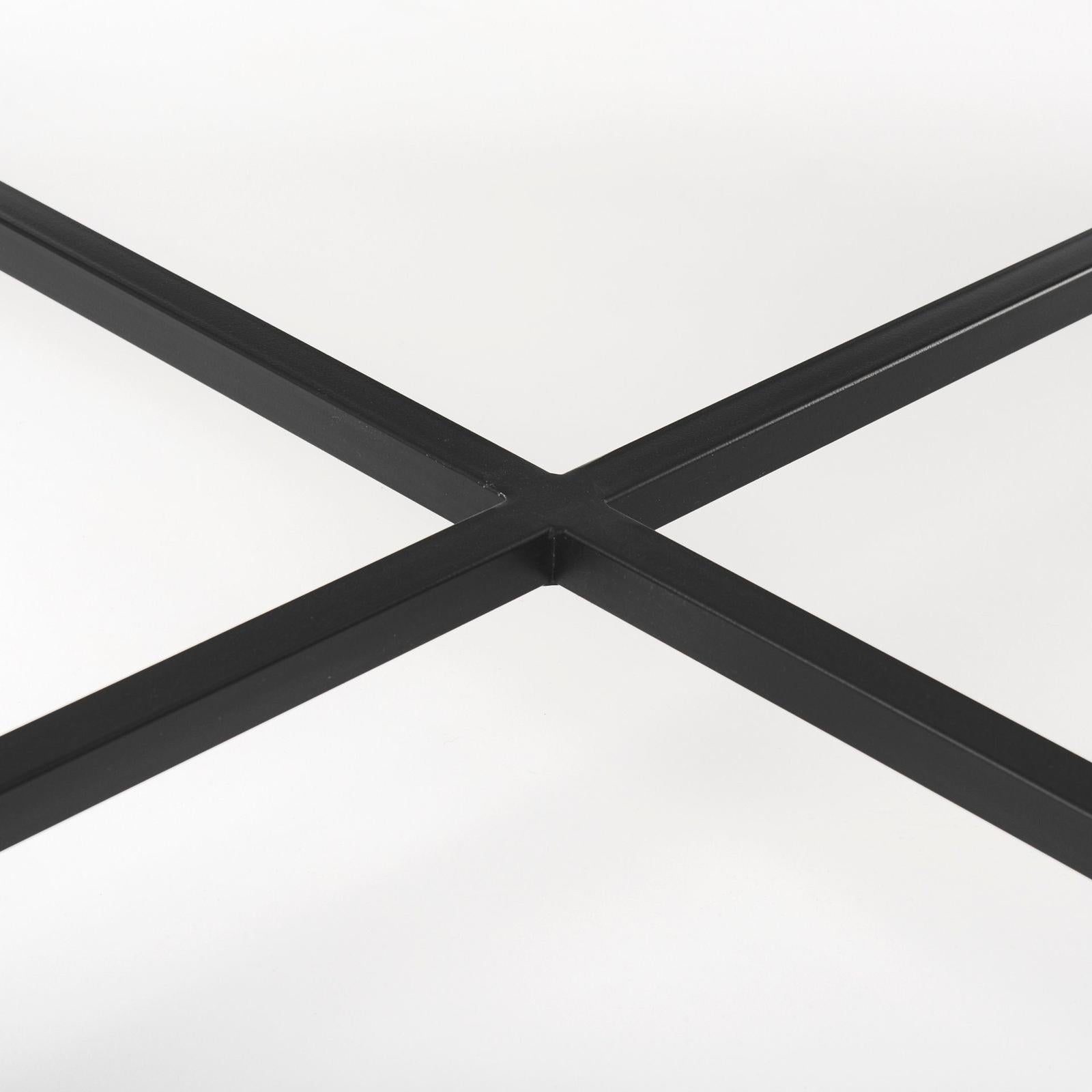 Mercana Lucas White Marble Top Black Metal Base Coffee Table