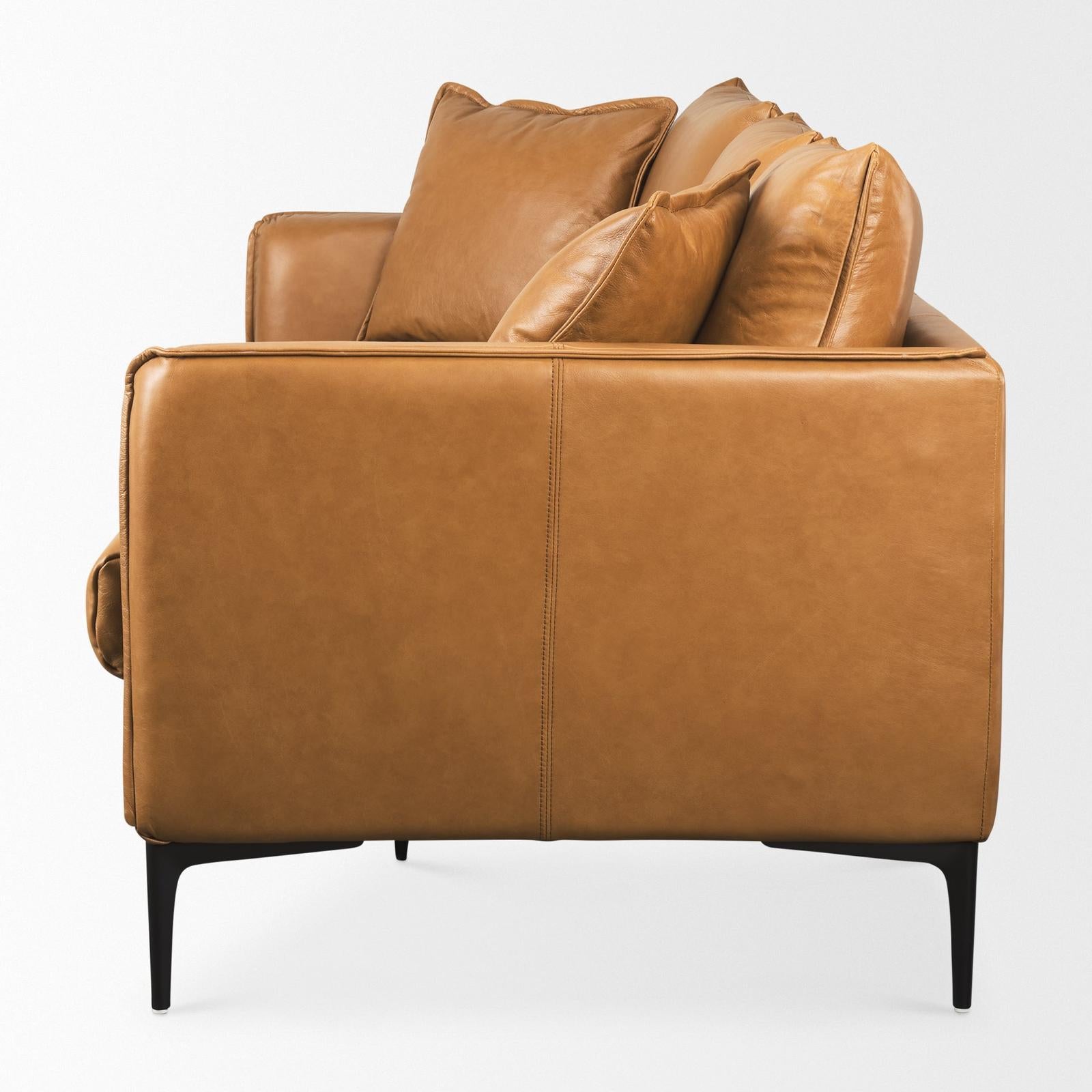 Mercana Lake Como Tan Leather Three Seater Sofa Clearance