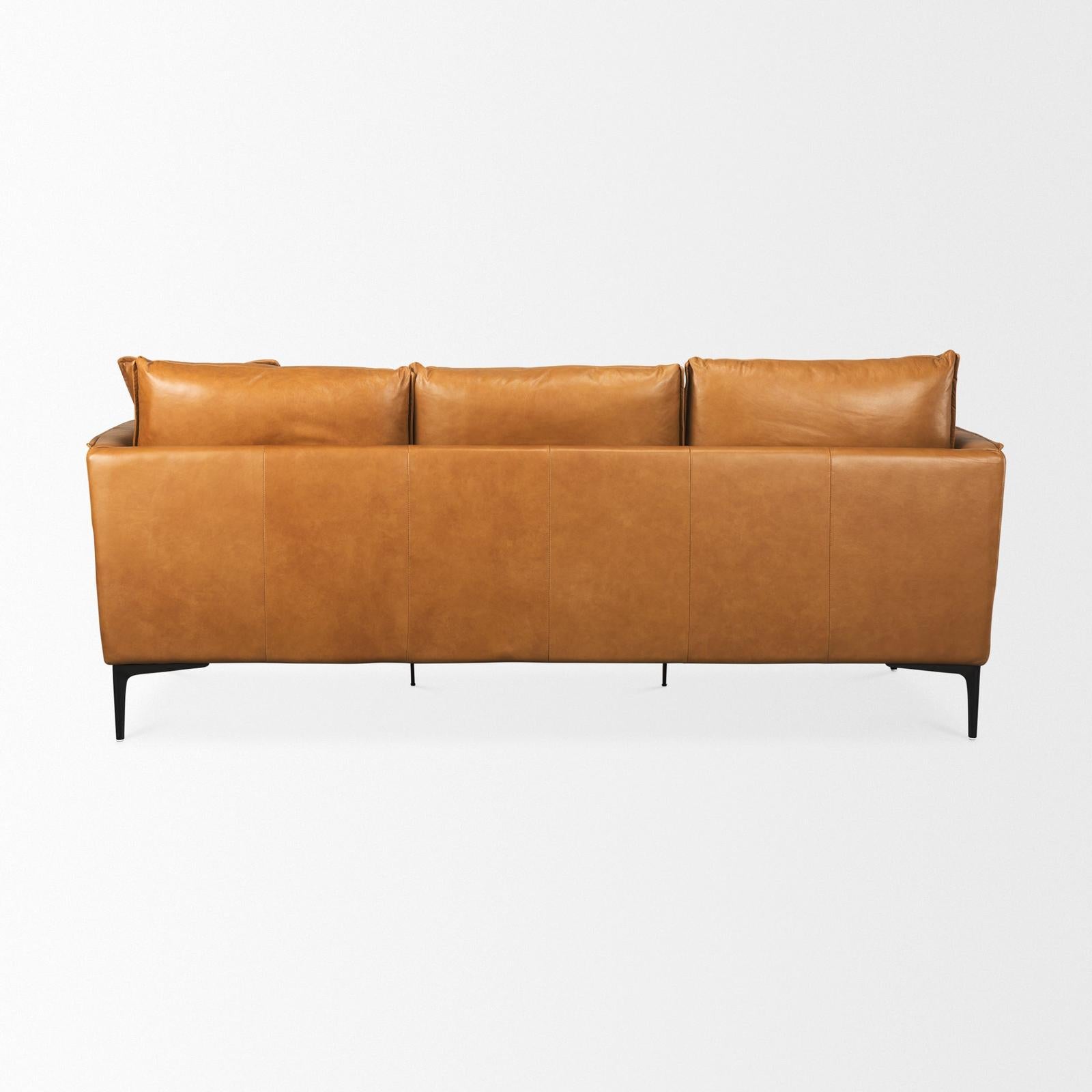 Mercana Lake Como Tan Leather Three Seater Sofa Clearance