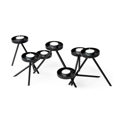 Mercana Meira Black Metal Seven Votive Table Candle Holder Clearance