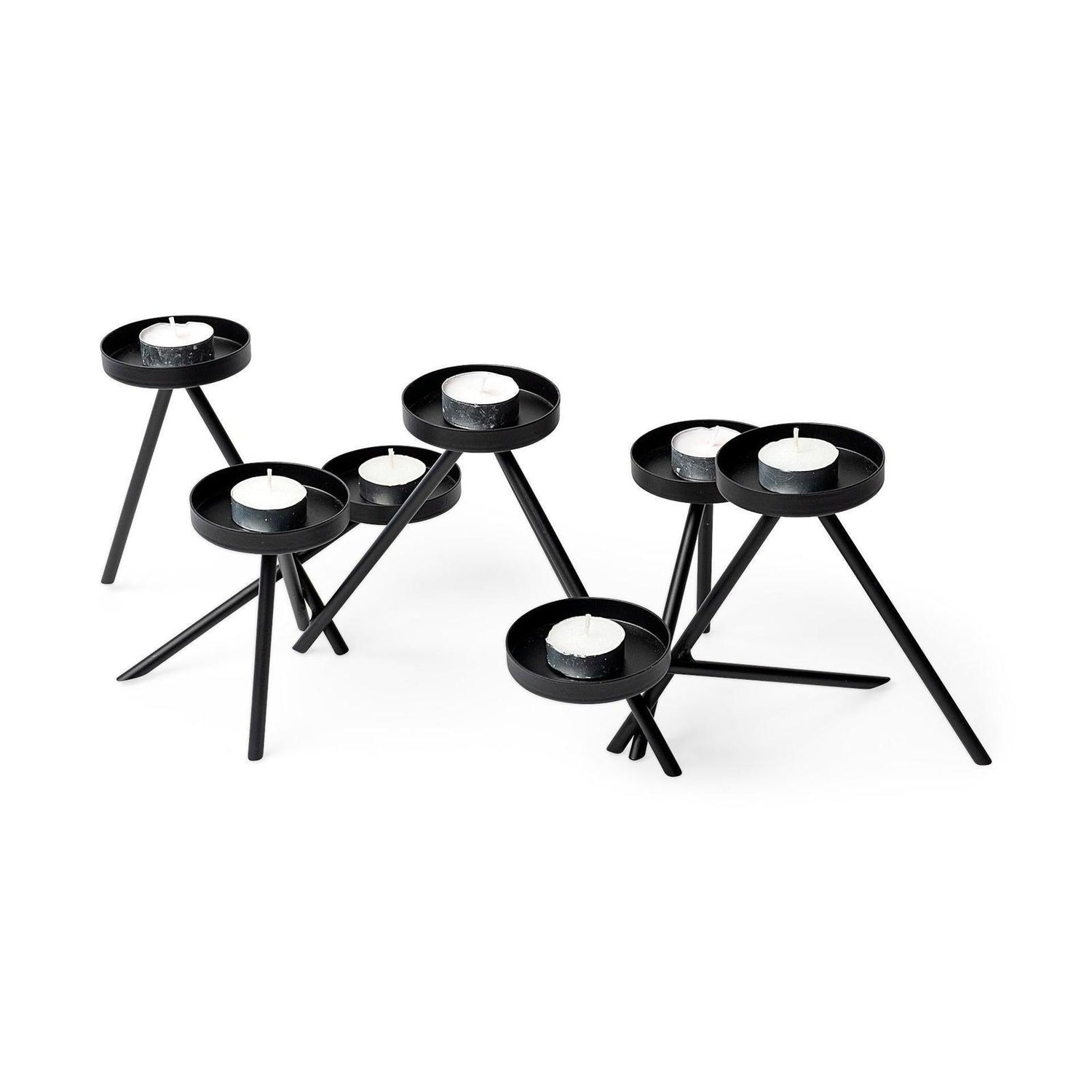Mercana Meira Black Metal Seven Votive Table Candle Holder Clearance