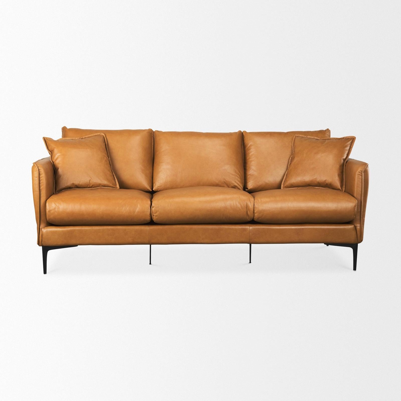 Mercana Lake Como Tan Leather Three Seater Sofa Clearance
