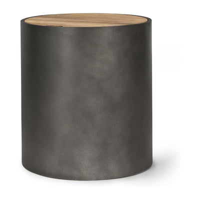 Mercana Eclipse Drum Base w/ Brown Wood Top End/Side Table