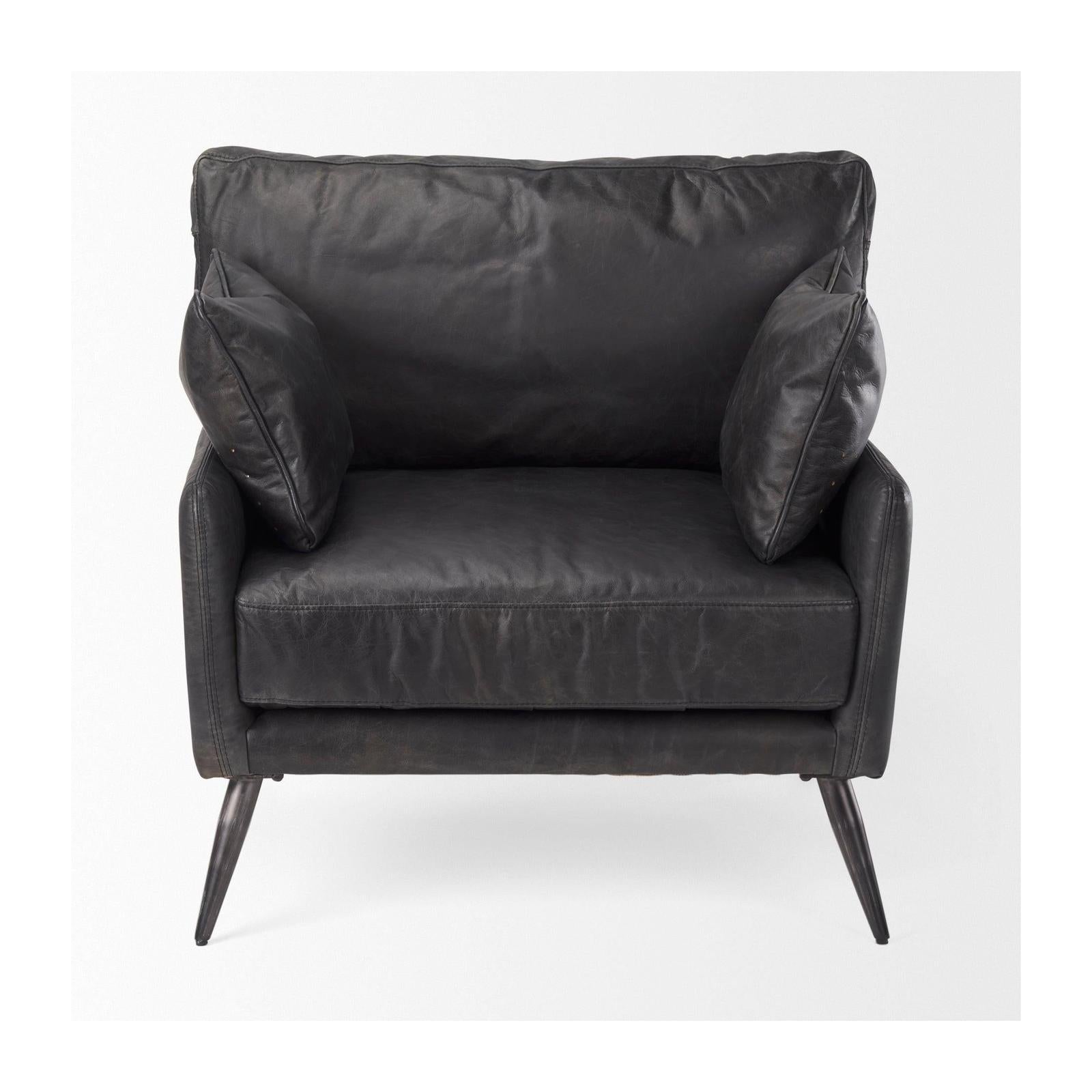 Mercana Cochrane Black Leather Wrapped Chair Clearance