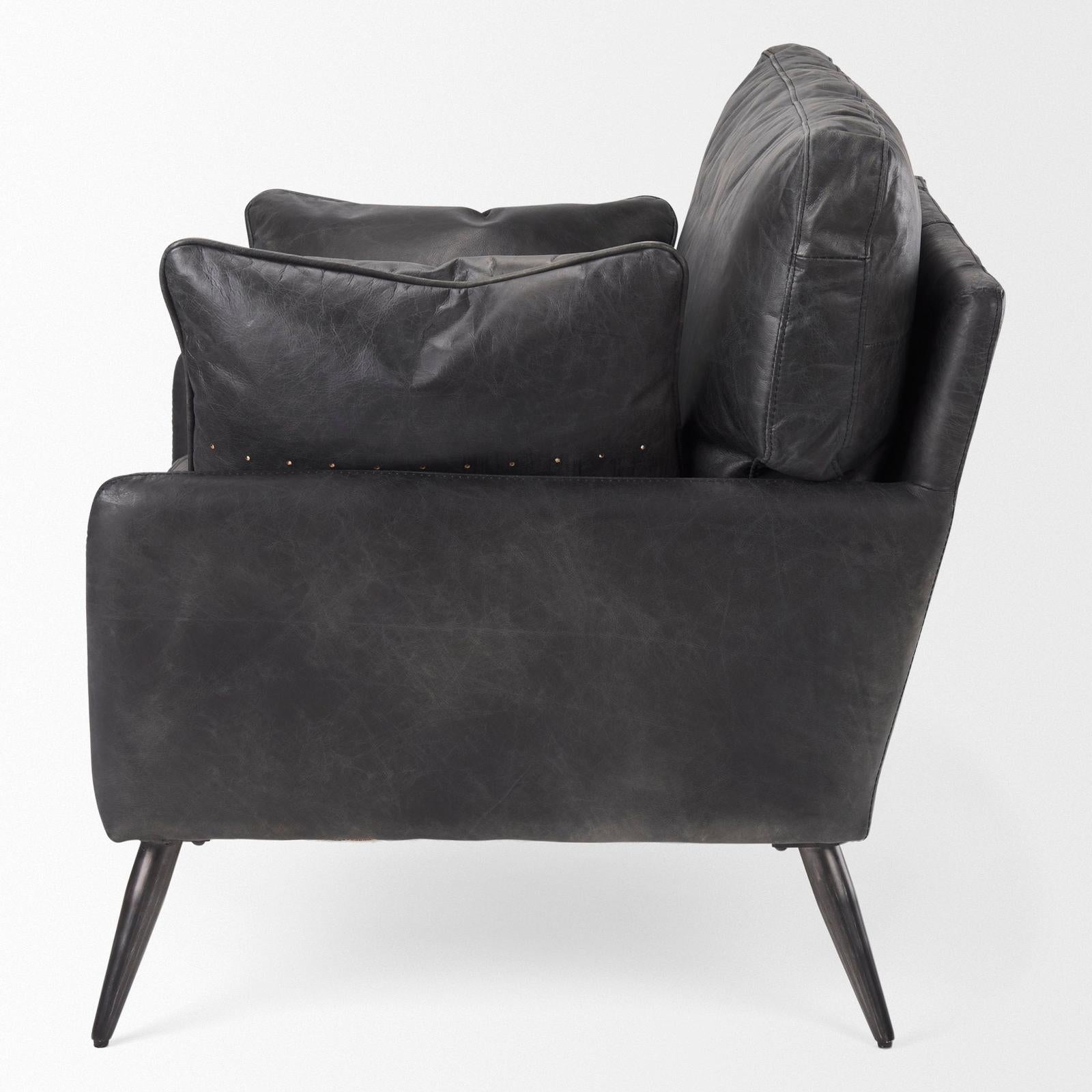Mercana Cochrane Black Leather Wrapped Chair Clearance