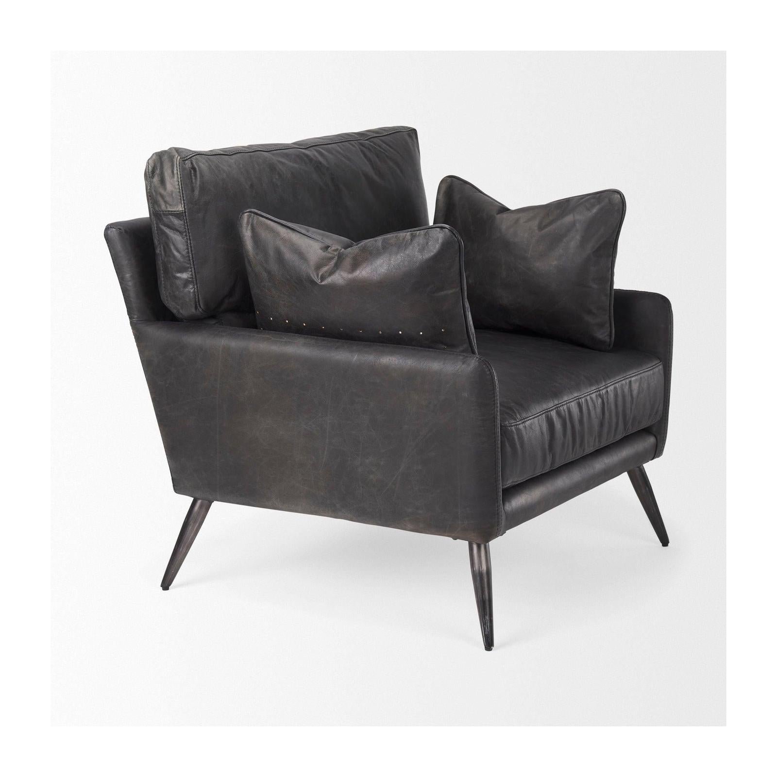Mercana Cochrane Black Leather Wrapped Chair Clearance