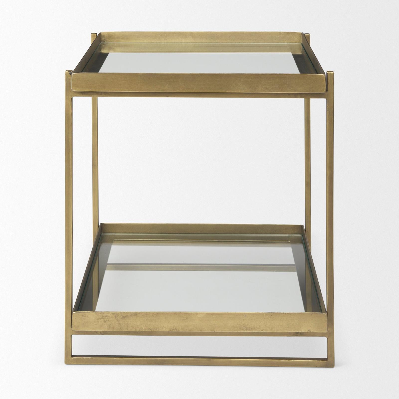 Mercana Trey Metal W/Glass Accent Table