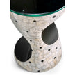 Jonathan Charles Dalmatian Eggshell Round Lamp Table ( 495511-ED001 )