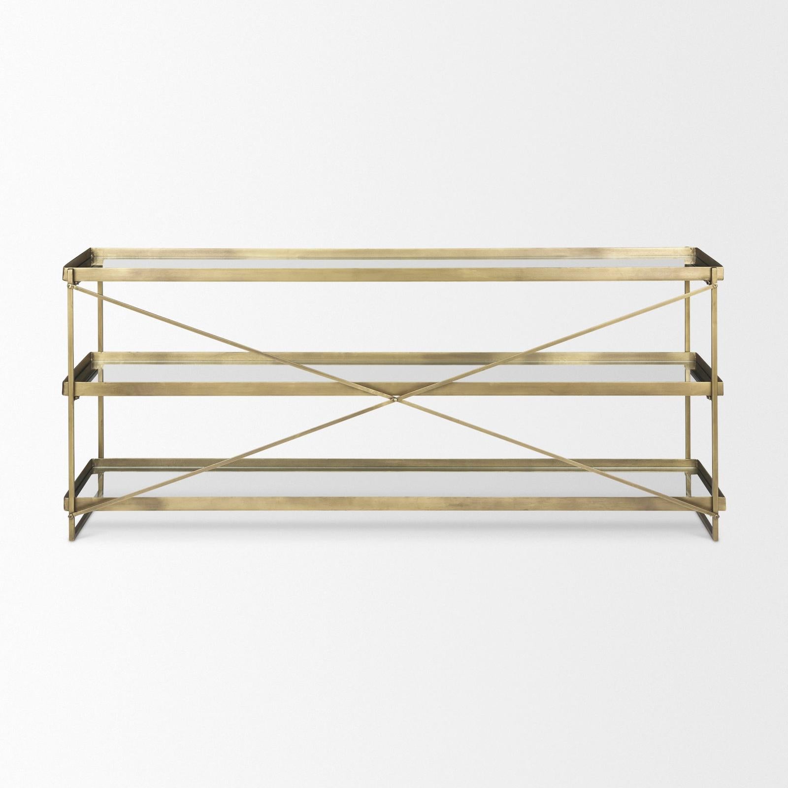 Mercana Trey Metal W/Glass Console Table
