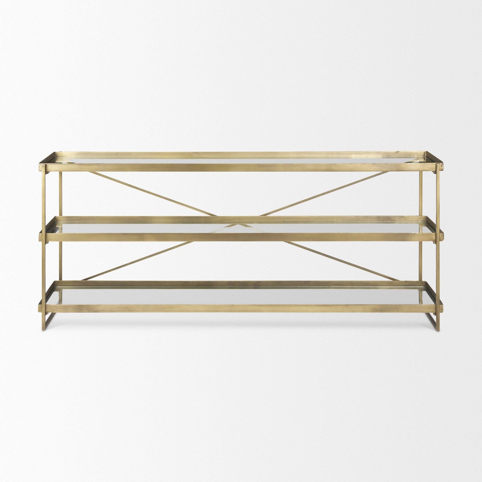 Mercana Trey Metal W/Glass Console Table