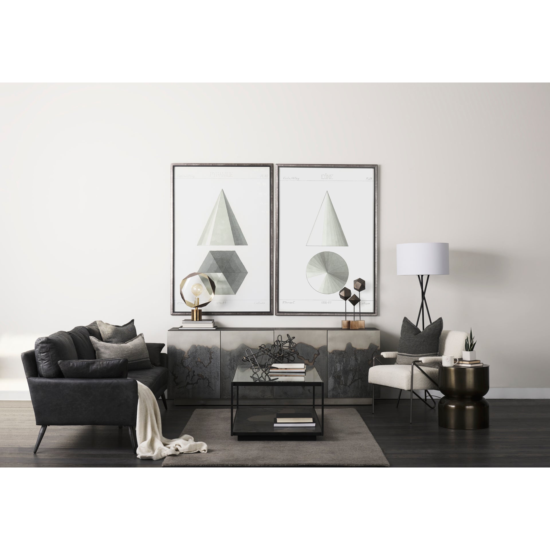 Mercana Vicunya Cream Fabric W/Gun Metal Gray Metal Frame Accent Chair