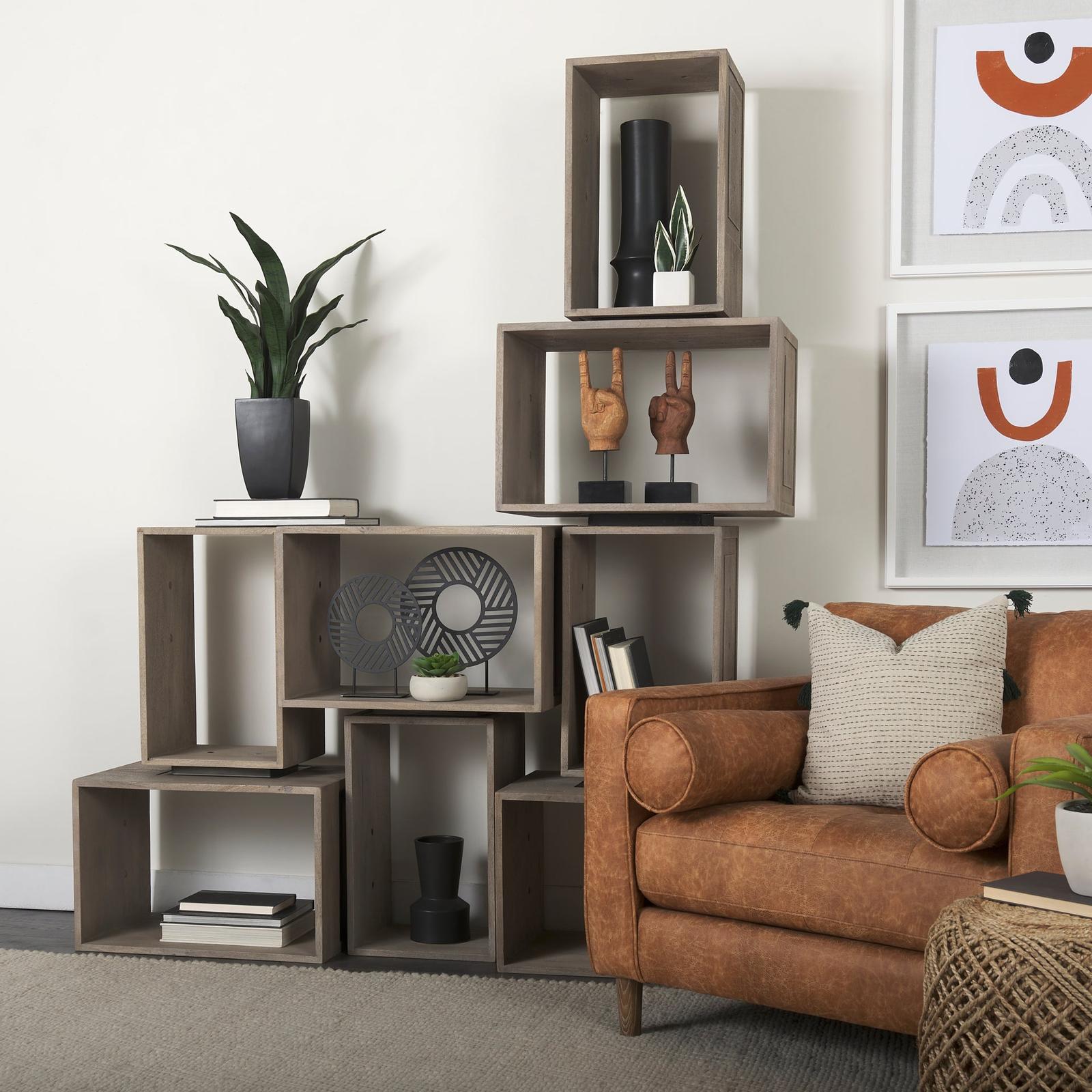 Mercana Simul Light Brown Wood Modular Shelving Unit- Set of 2 Clearance