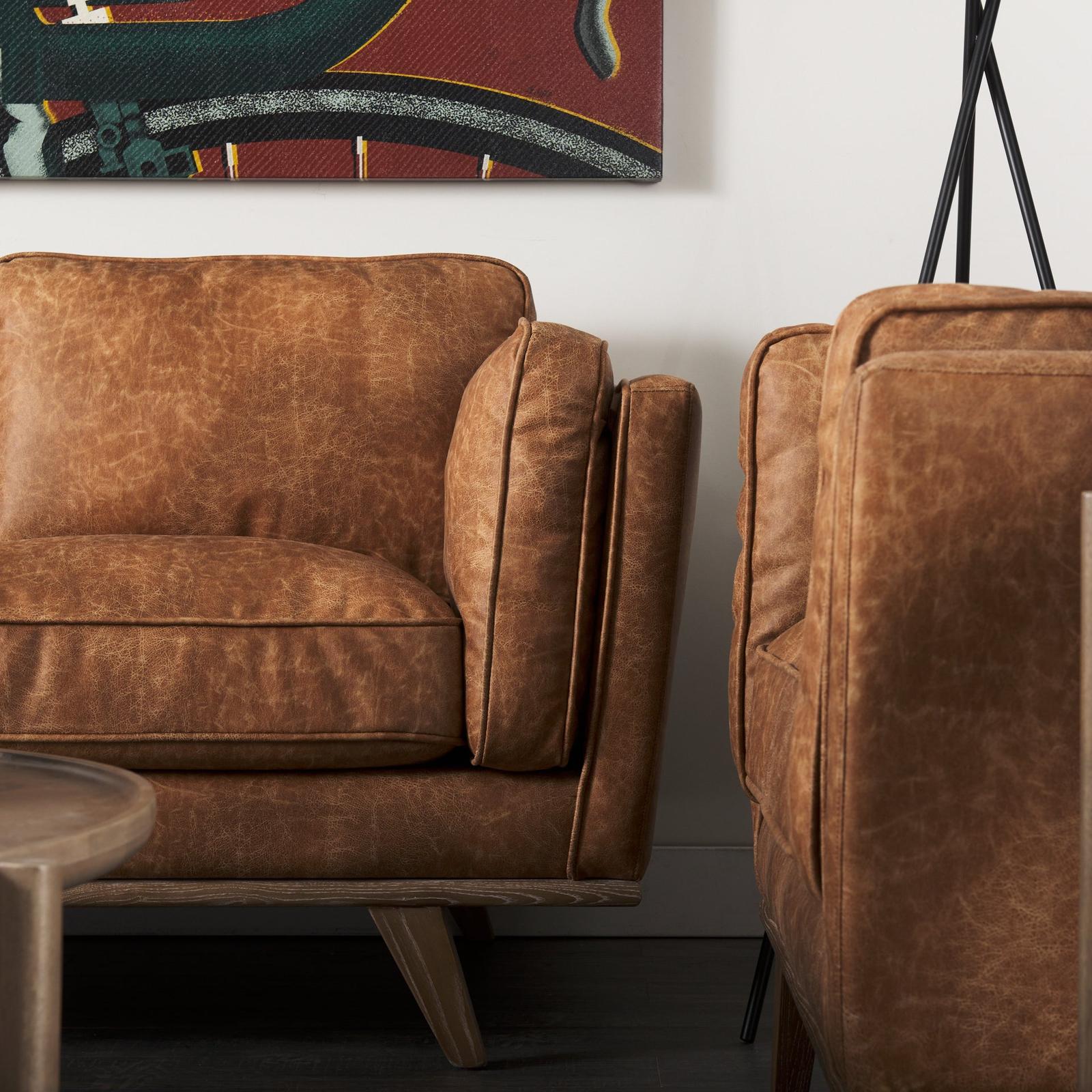 Mercana Brooks Three Seater Sofa W/ Medium Brown Wooden Legs