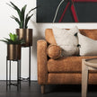 Mercana Loretta Cognac Brown Faux Leather 3- Seater Sofa with Two Bolster Cushions Clearance