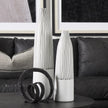 Mercana Kira Small White Pinstripe Ceramic Vase