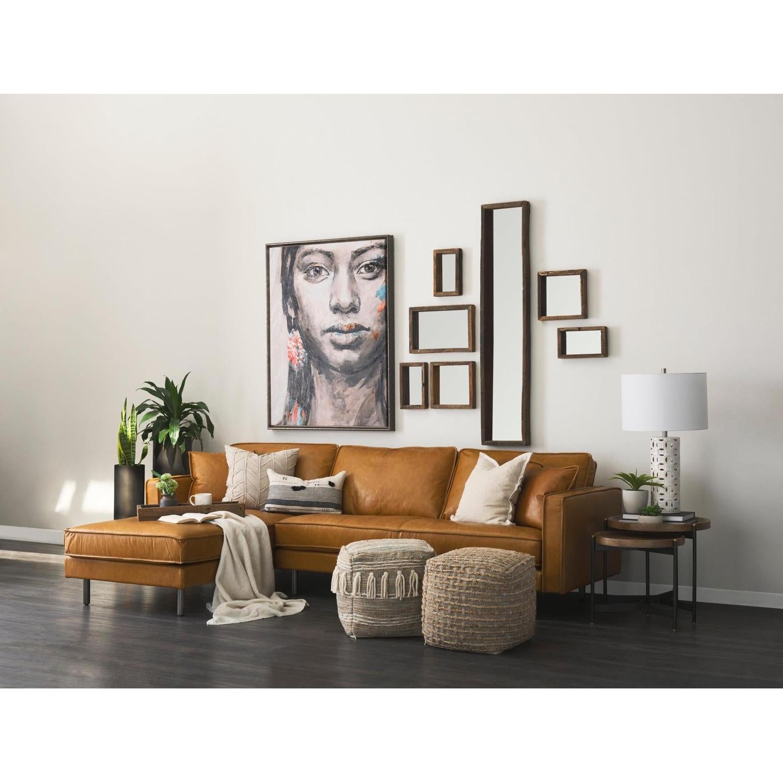 Mercana D'Arcy Tan Leather Chaise Sectional Clearance