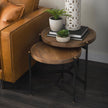 Mercana Marquisa Light Brown Wood W/ Black Metal Base Nesting Side Tables- Set of 2