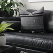 Mercana Sibyl Black Fabric Striped and White Fringed Decorative Pillow Cover