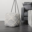 Mercana Ekiya Black/White Yarn and Wool Patterened Pouf