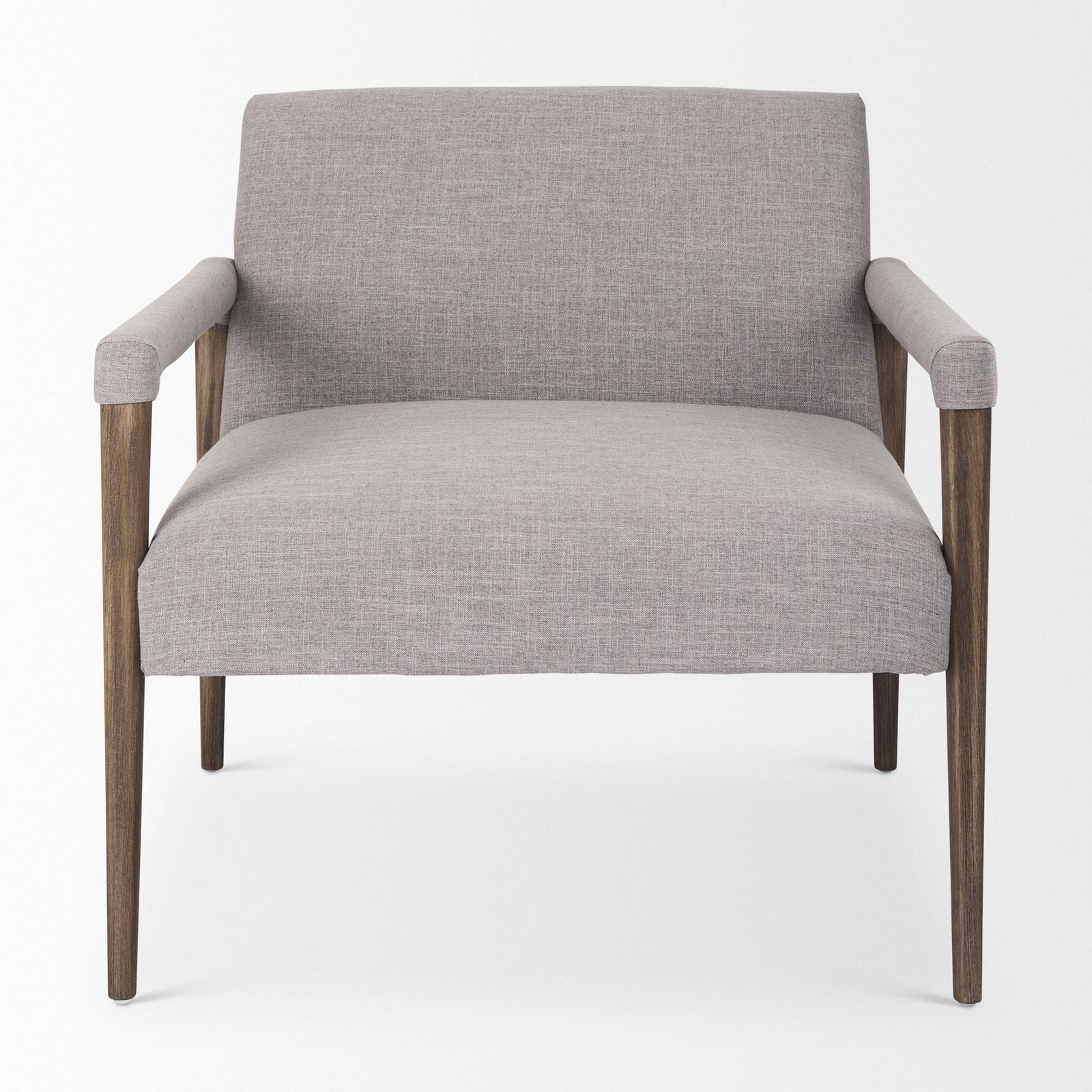 Mercana Palisades Gray Fabric w/ Brown Wood Frame Accent Chair