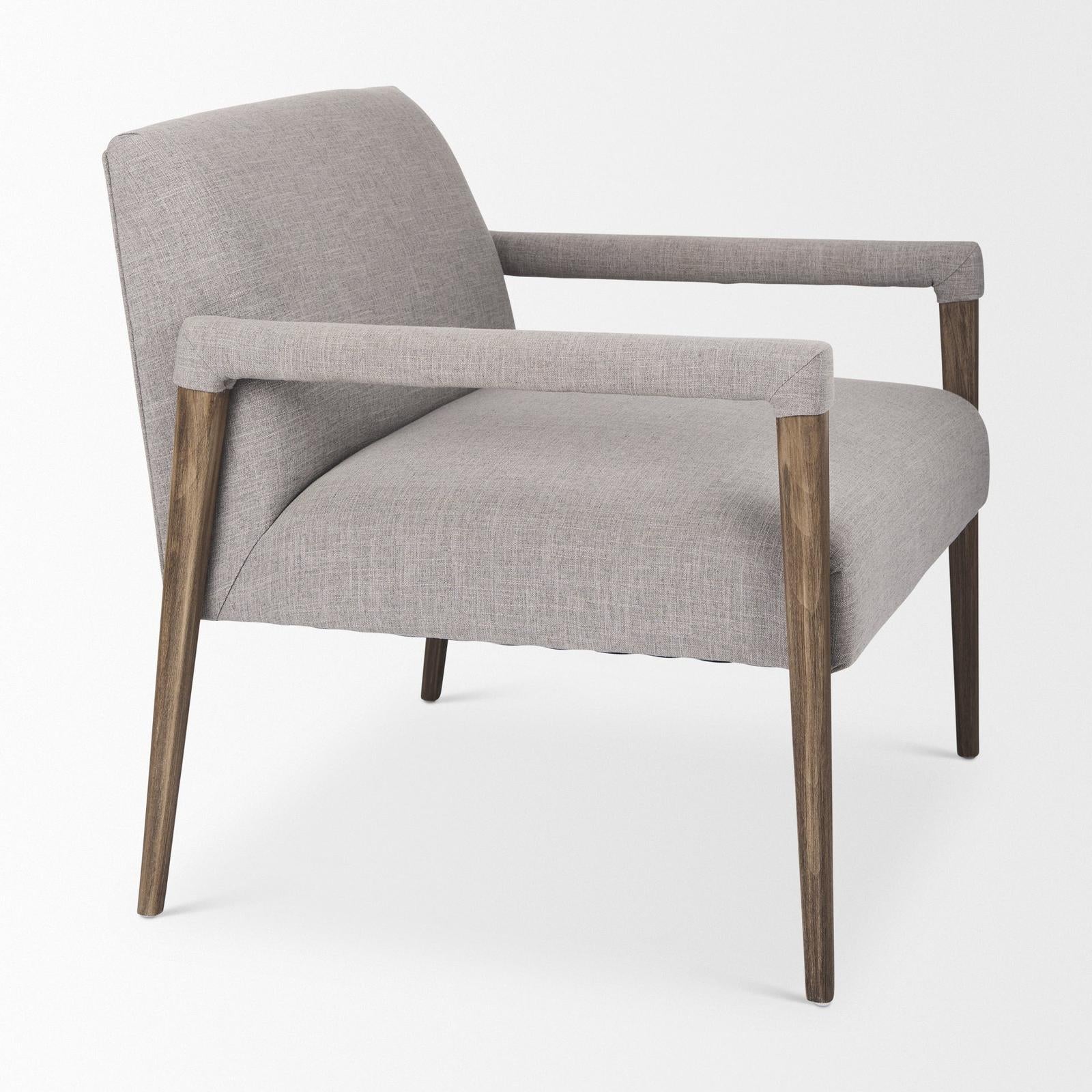 Mercana Palisades Gray Fabric w/ Brown Wood Frame Accent Chair