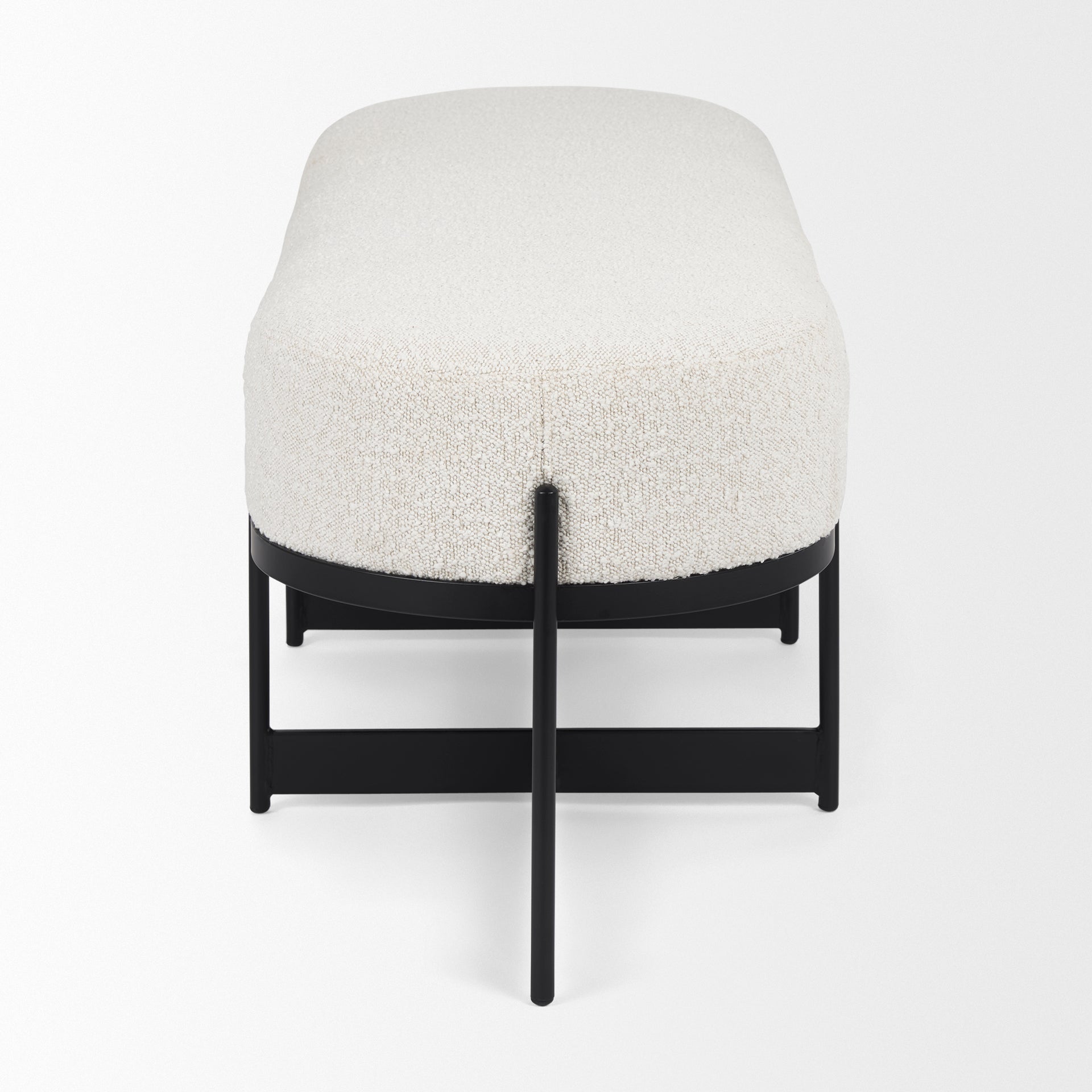 Mercana Amelia Cream Boucle W/Black Metal Upholstered Bench