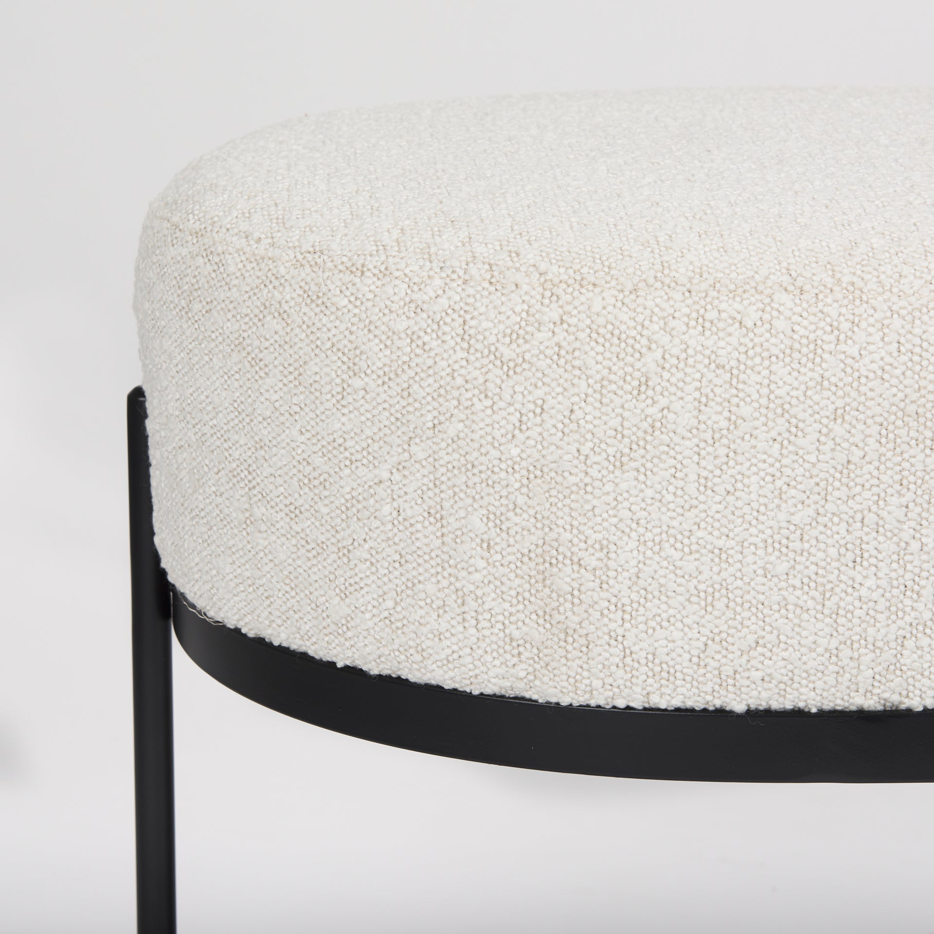 Mercana Amelia Cream Boucle W/Black Metal Upholstered Bench