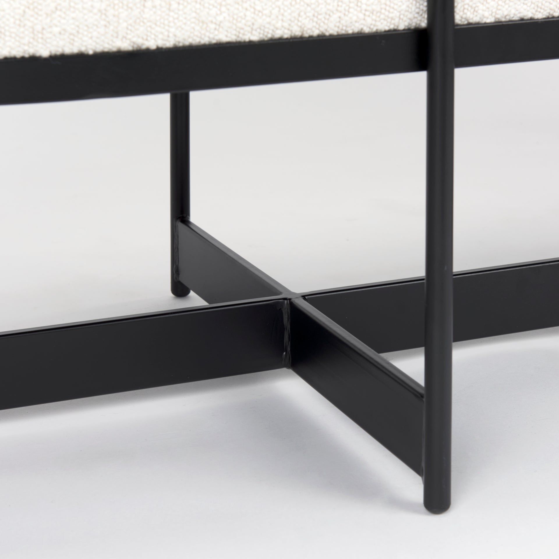 Mercana Amelia Cream Boucle W/Black Metal Upholstered Bench