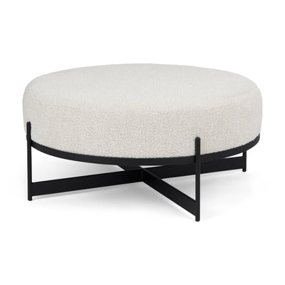 Mercana Amelia  Cream Boucle W/Black Metal Upholstered Ottoman