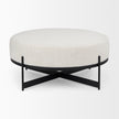 Mercana Amelia  Cream Boucle W/Black Metal Upholstered Ottoman