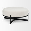 Mercana Amelia  Cream Boucle W/Black Metal Upholstered Ottoman