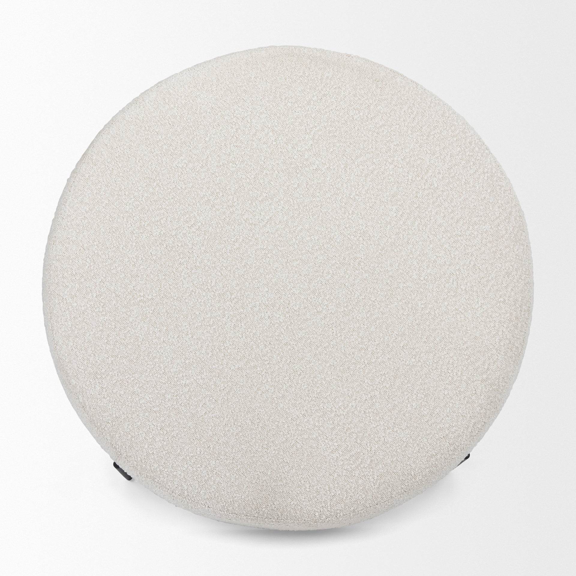 Mercana Amelia  Cream Boucle W/Black Metal Upholstered Ottoman